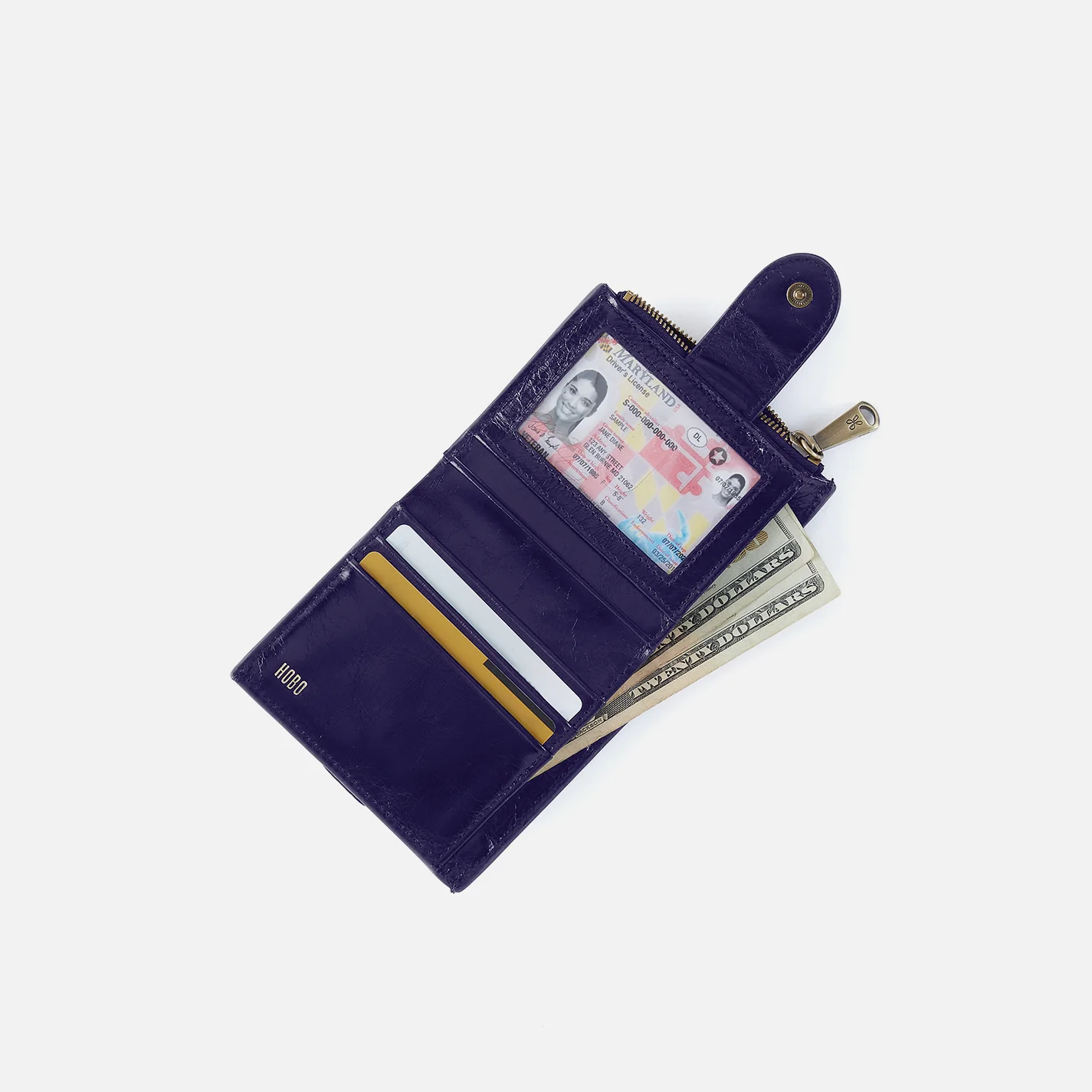 Dunn Mini Wallet in Polished Leather - Winter Violet - Image 2