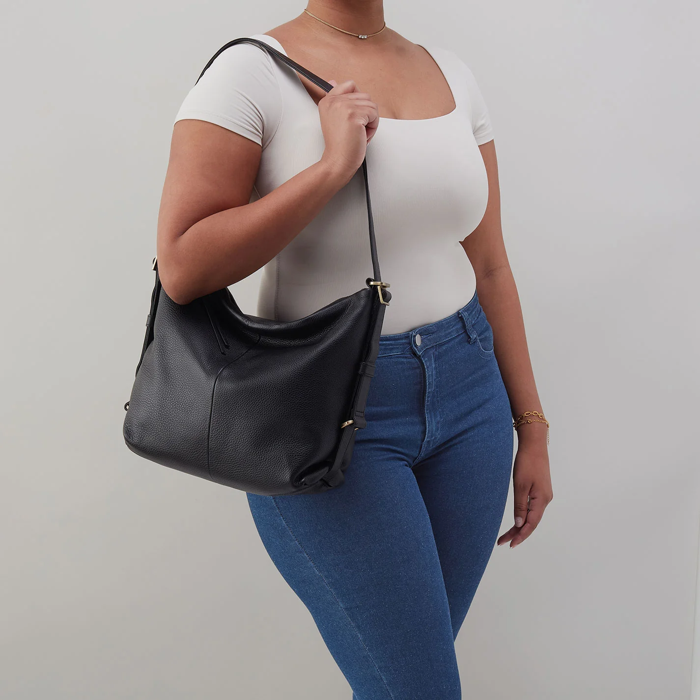 Emily Convertible Backpack in Pebbled Leather - Black - Image 3