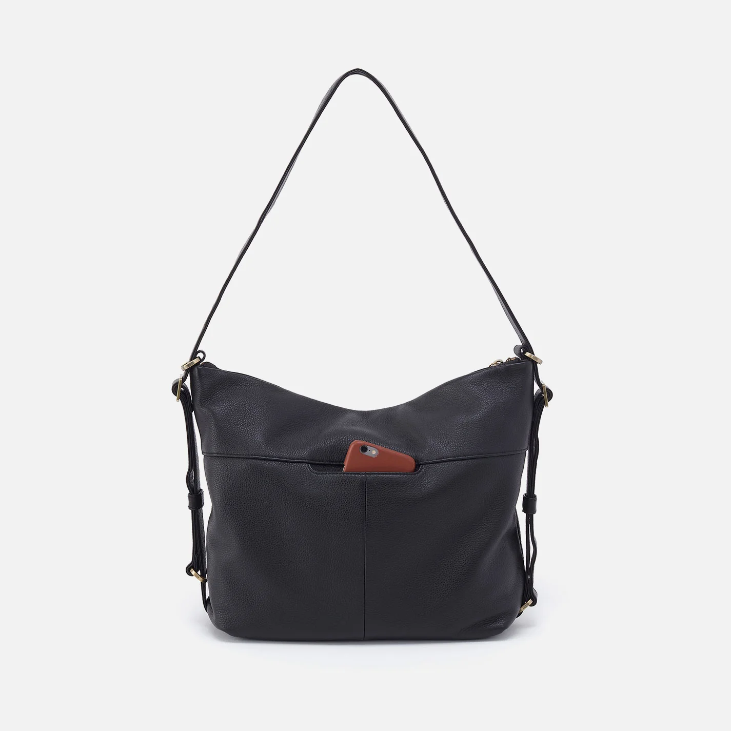 Emily Convertible Backpack in Pebbled Leather - Black - Image 7