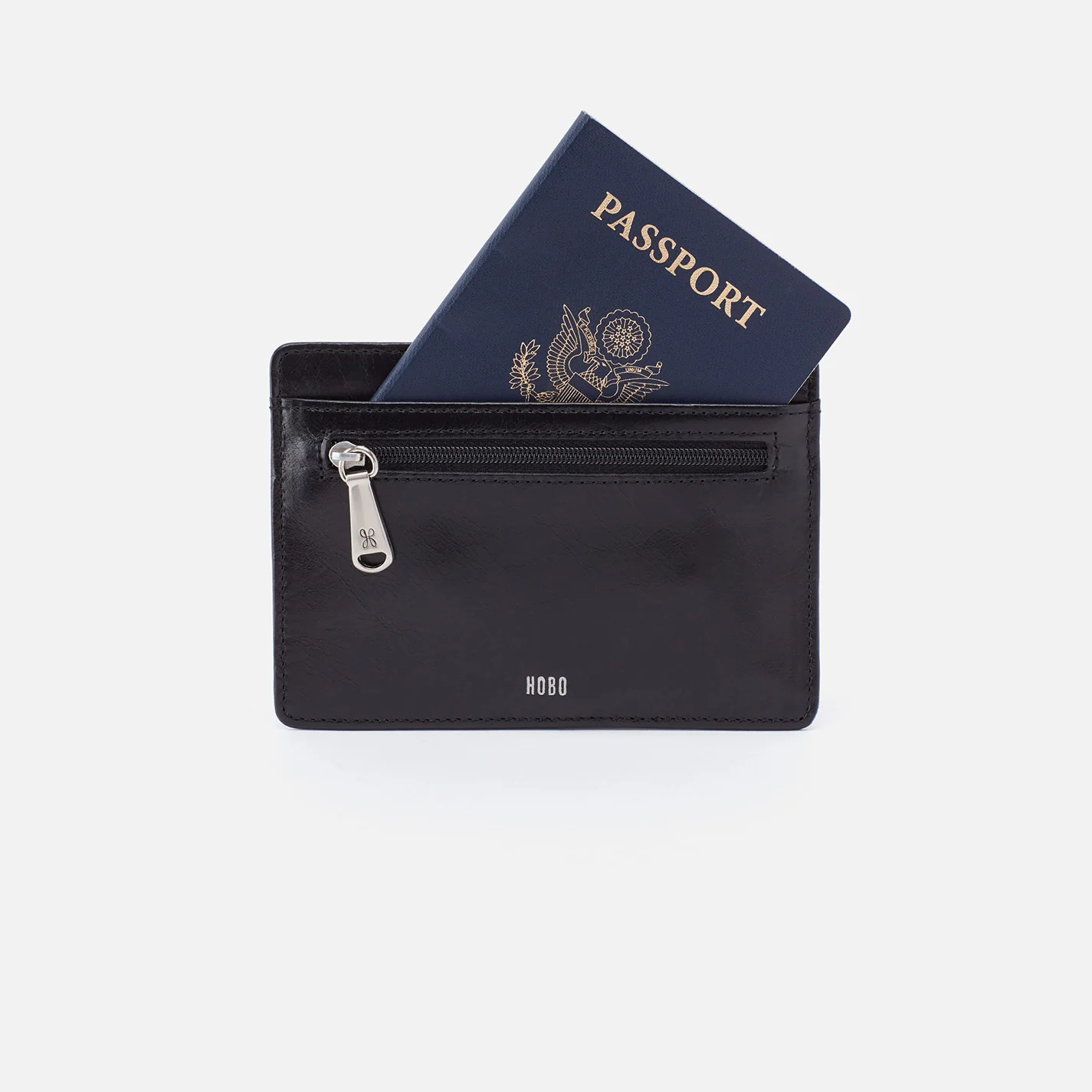 Euro Slide Card Case In Polished Leather - Black - Image 3