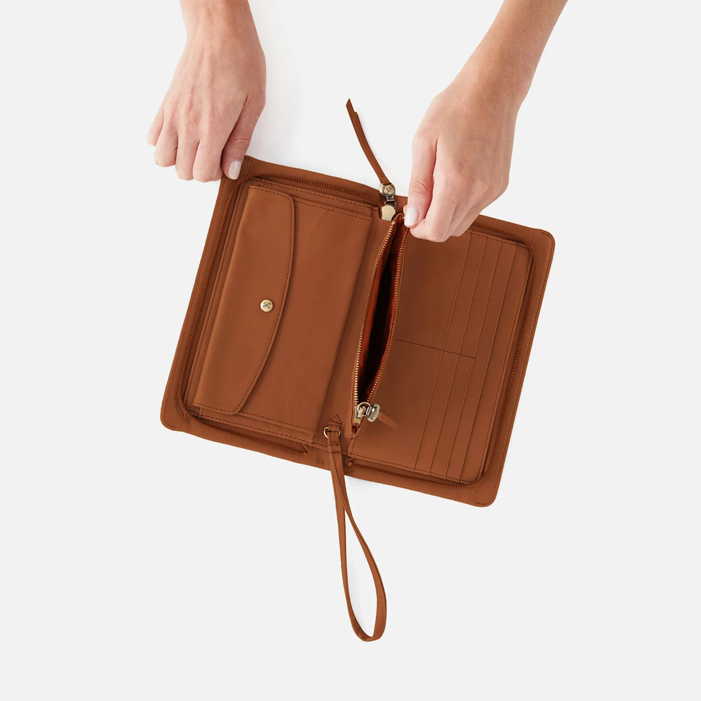 Evolve Wristlet In Polished Leather - Truffle - Image 3