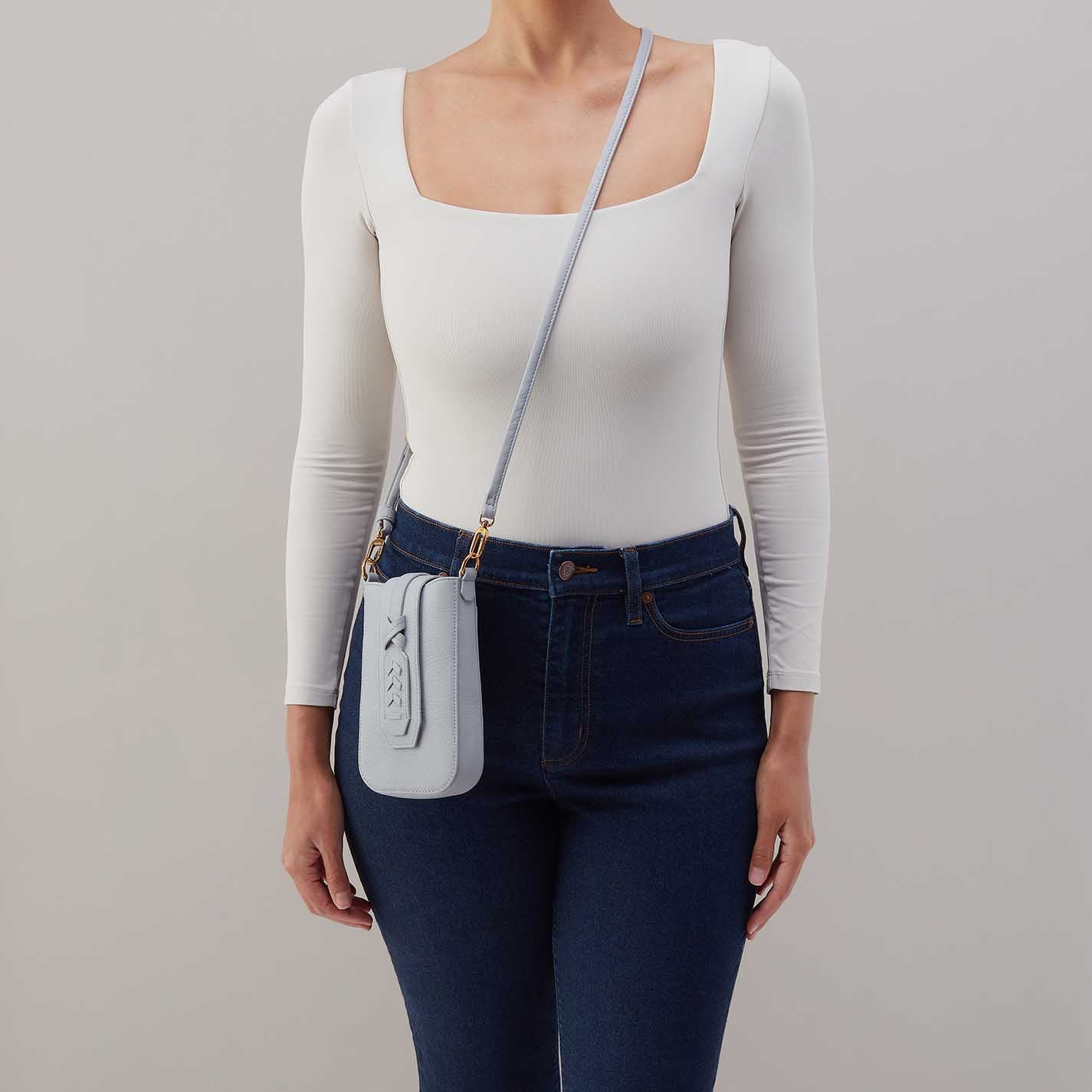 Expedition Phone Crossbody in Pebbled Leather - Indigo Cloud - Image 3