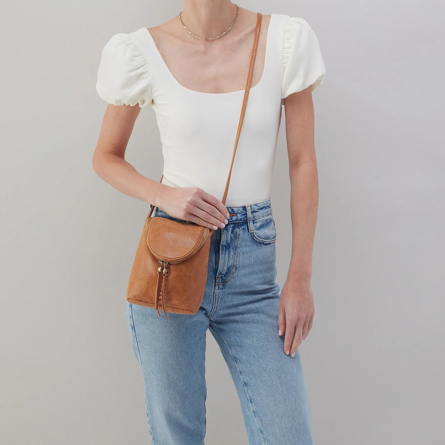 Fern Crossbody In Buffed Leather - Whiskey - Image 3
