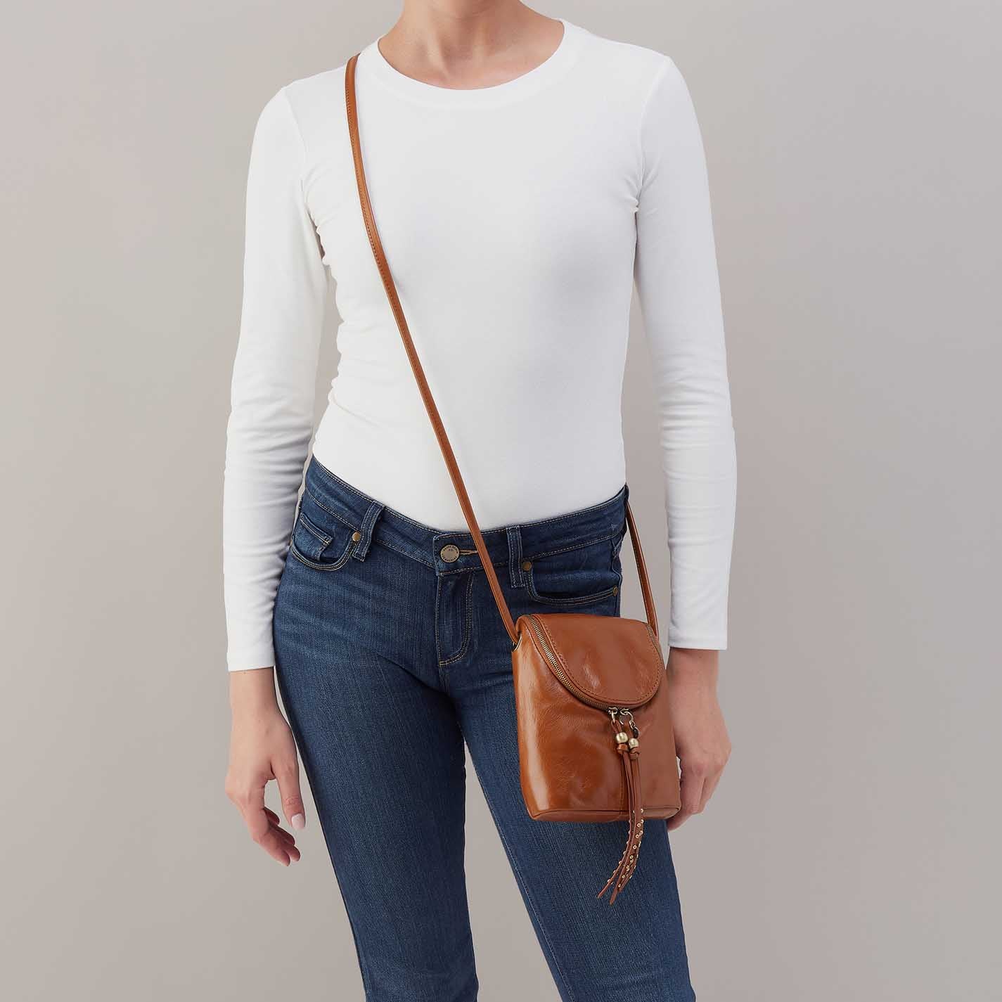 Fern Crossbody in Polished Leather - Truffle - Image 3