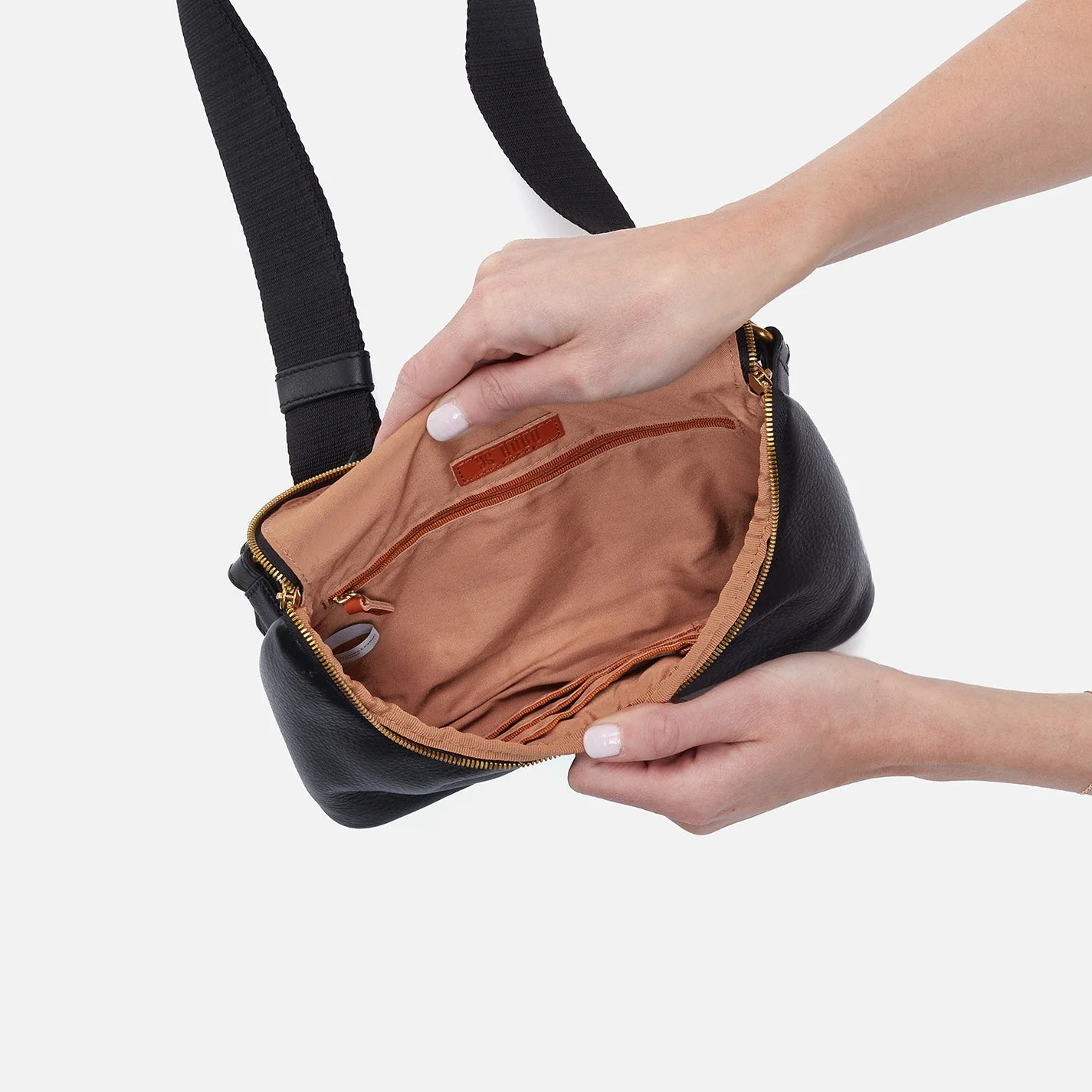 Fern Large Belt Bag in Pebbled Leather - Black - Image 4