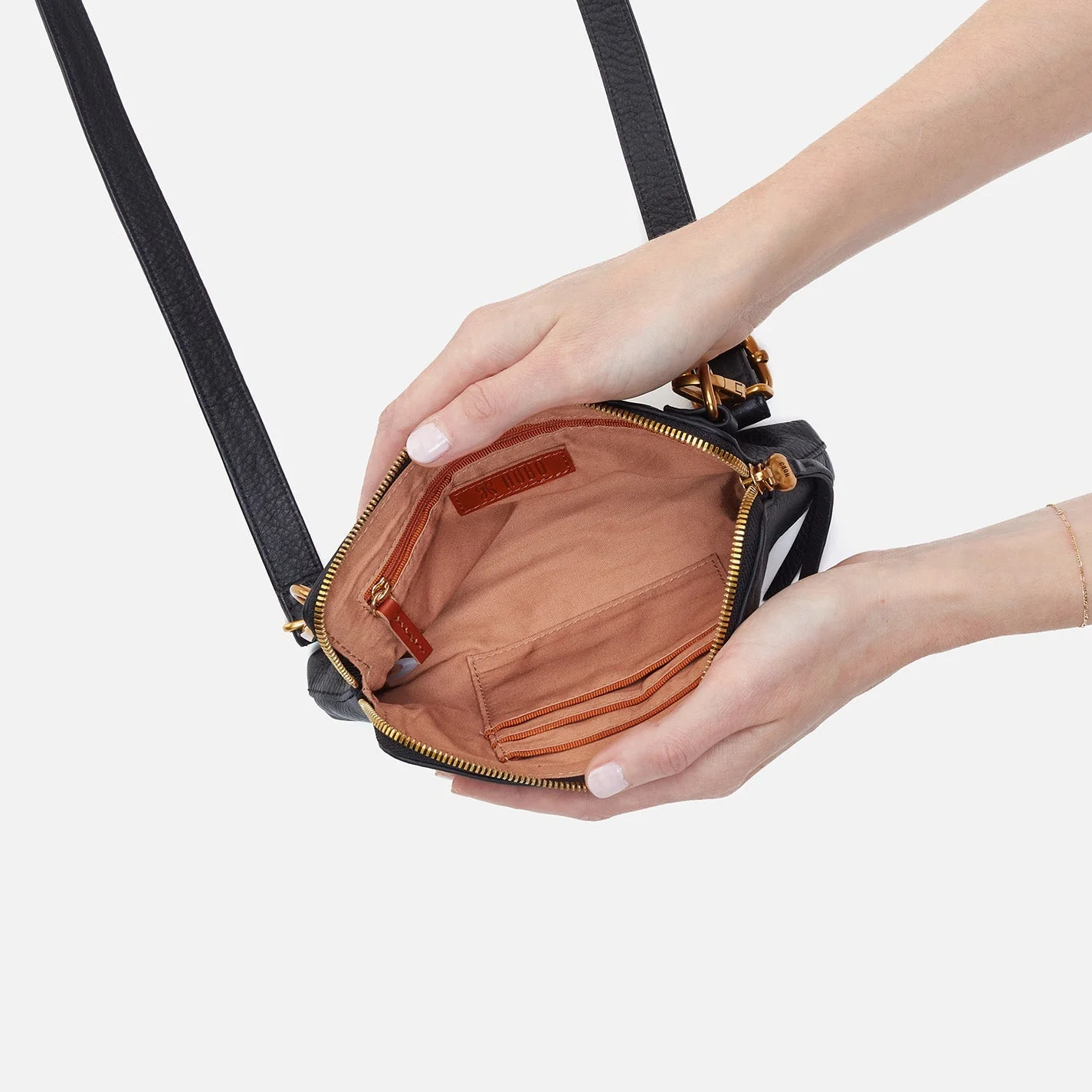 Fern Slim Belt Bag in Pebbled Leather - Black - Image 4
