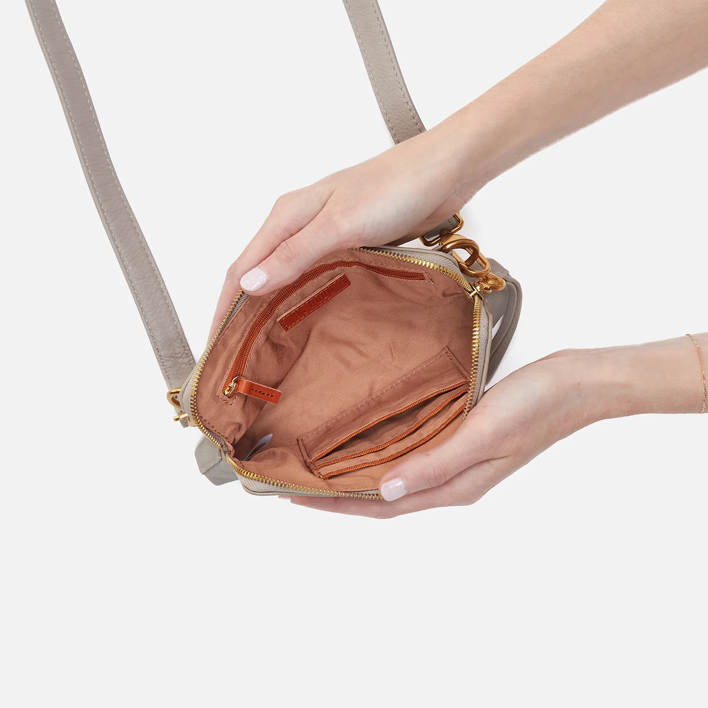 Fern Slim Belt Bag in Pebbled Leather - Taupe - Image 3