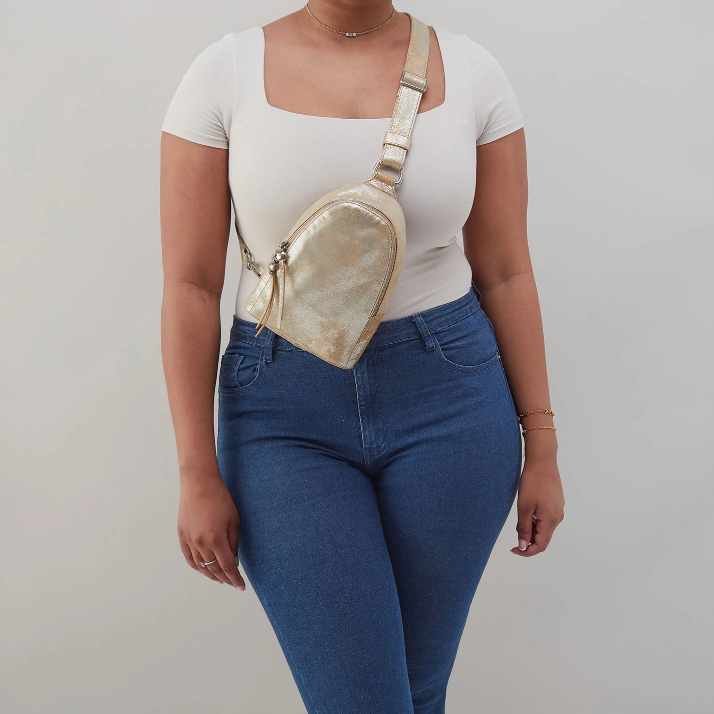Fern Sling In Metallic Leather - Saddle Stardust - Image 3