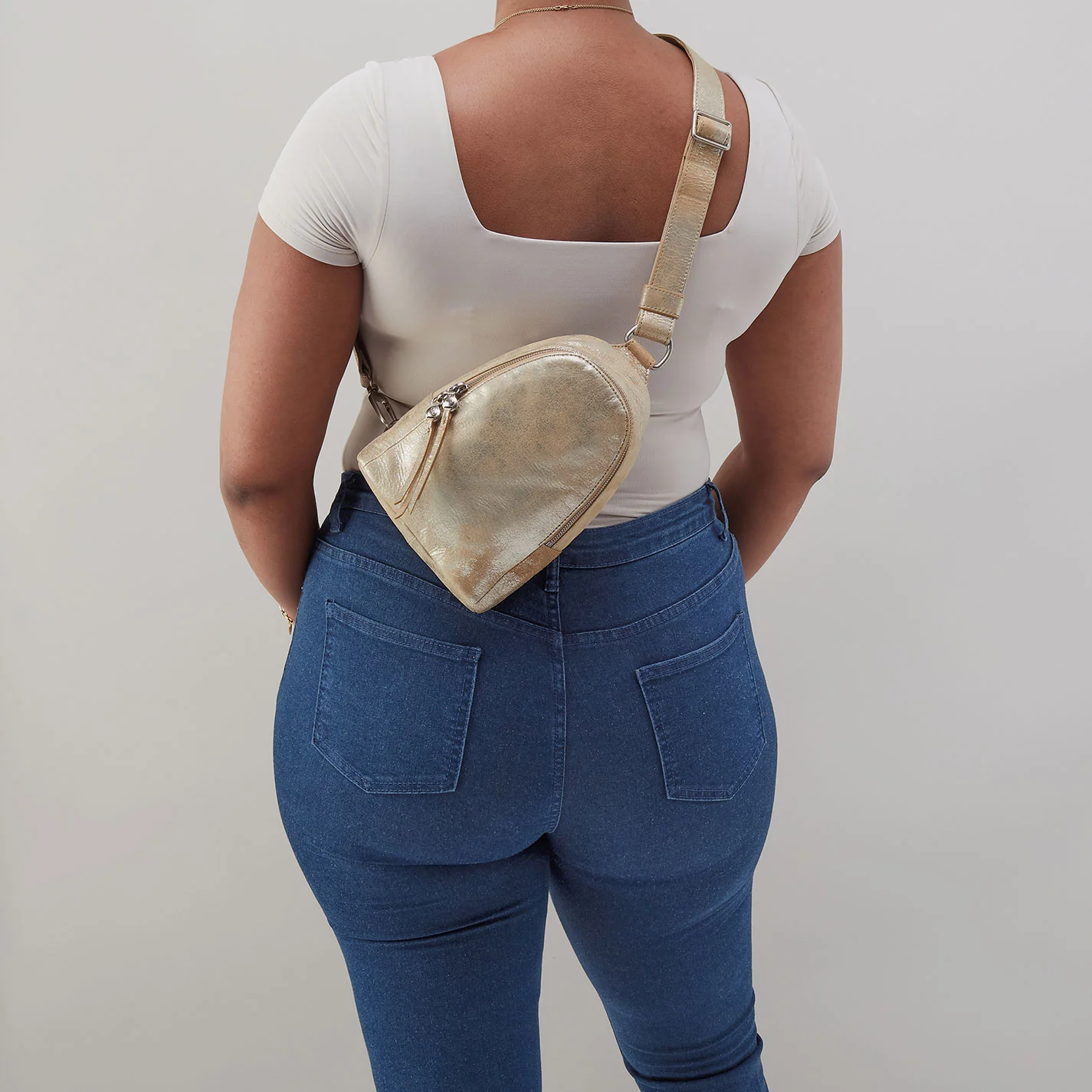 Fern Sling In Metallic Leather - Saddle Stardust - Image 5