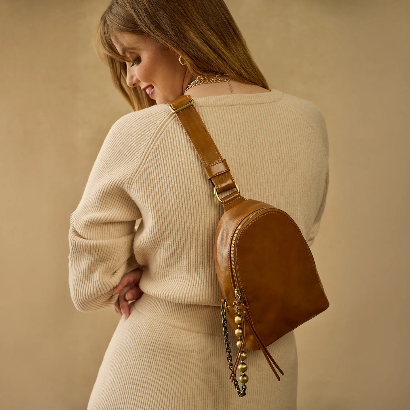 Fern Sling in Polished Leather - Truffle - Image 2
