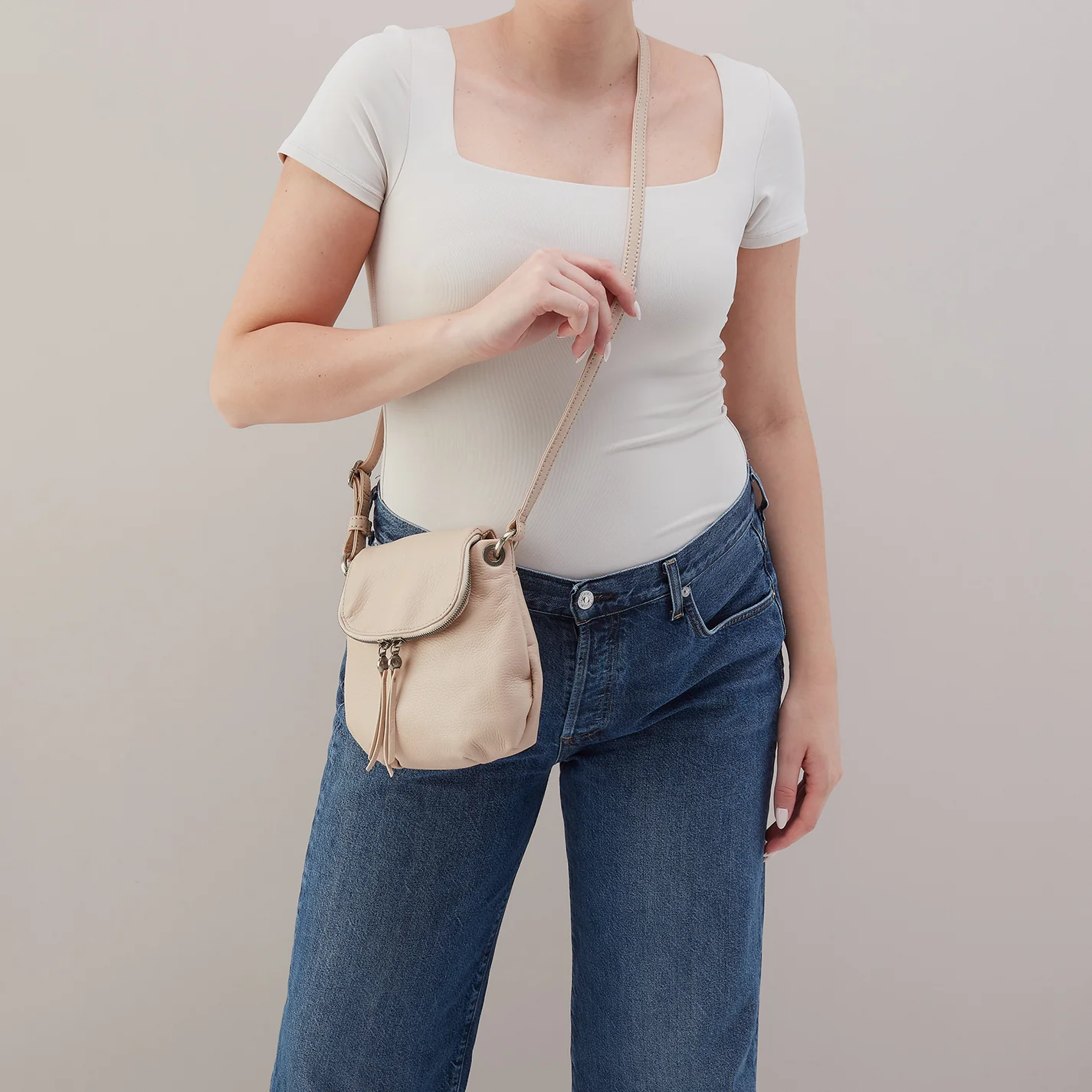 Fern Zip-Flap Crossbody In Pebbled Leather - Stonewash - Image 3