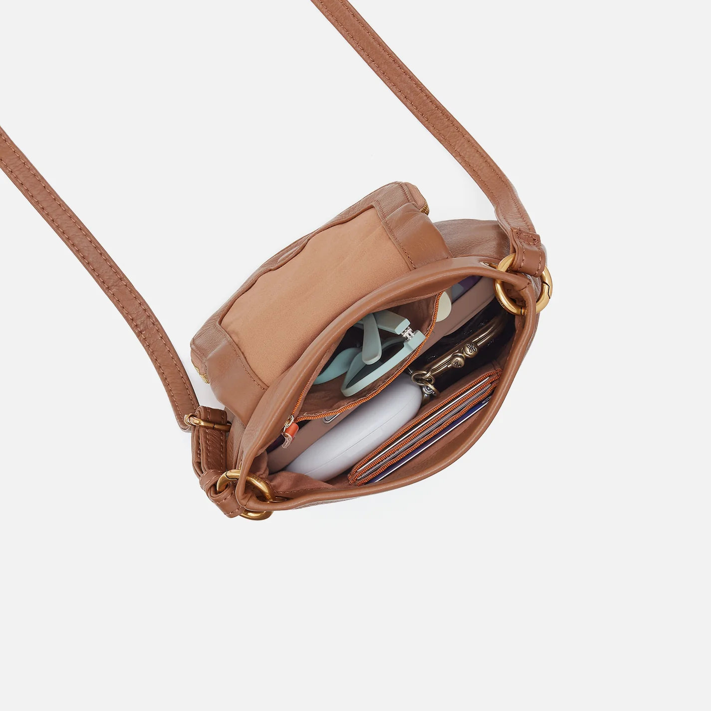 Fern Zip-Flap Crossbody In Pebbled Leather - Timber Brown - Image 4