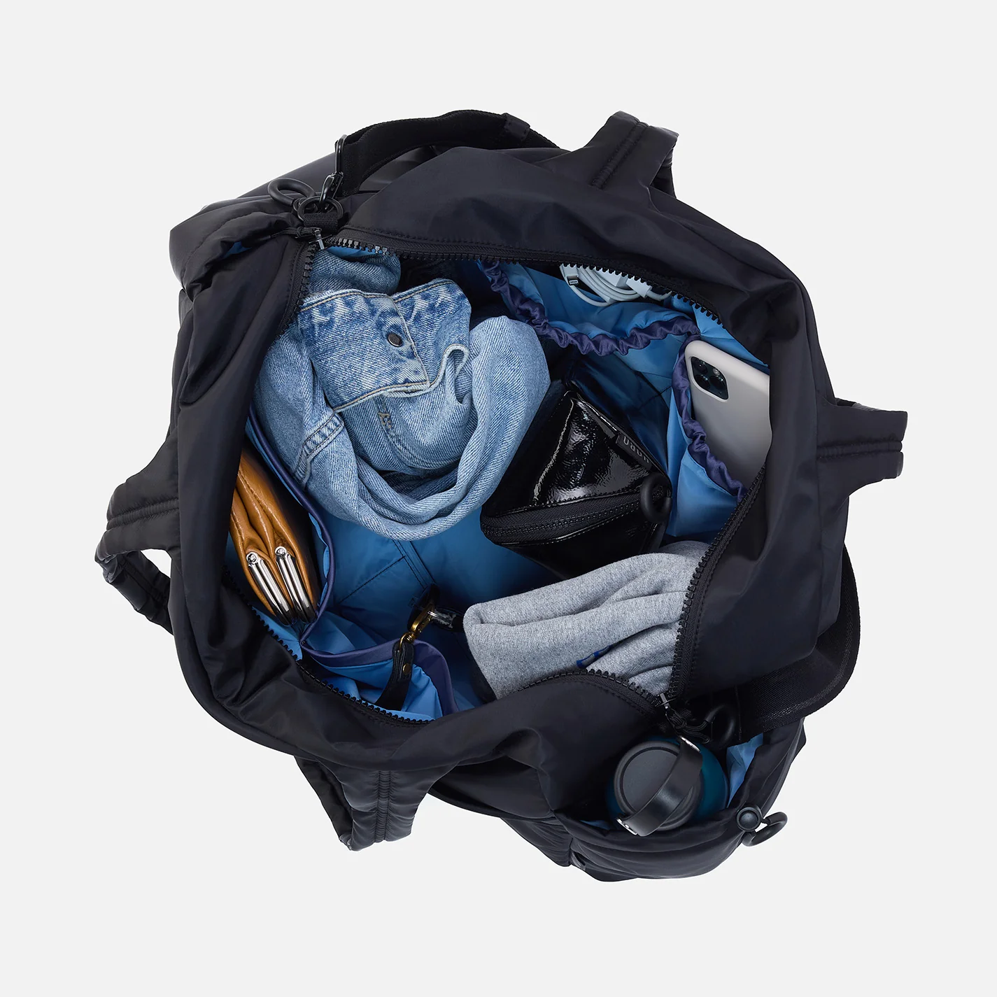 GET AWAY Duffle in CaRefiber recycled nylon - Jet - Image 3