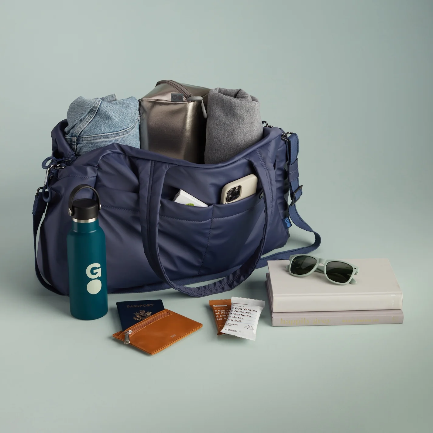 GET AWAY Duffle in CaRefiber recycled nylon - Ocean - Image 11