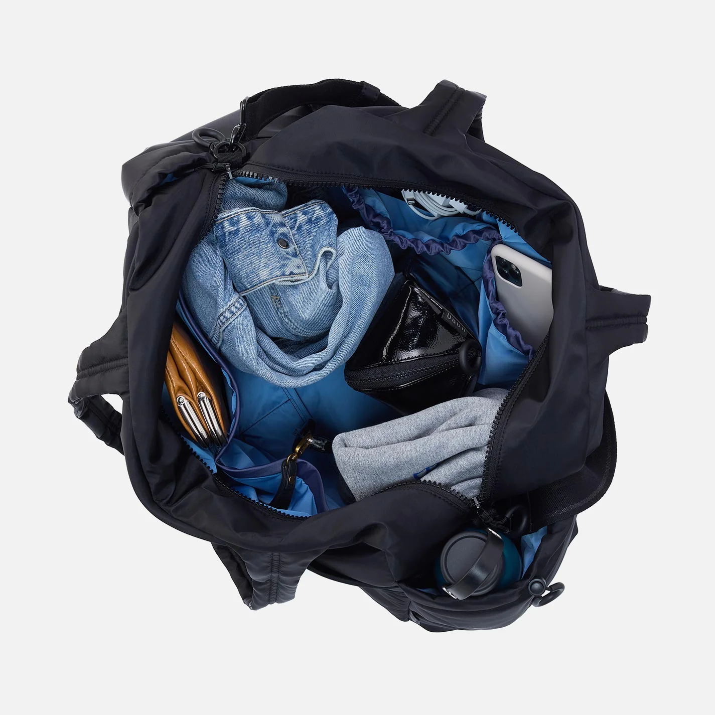 GET AWAY Duffle in CaRefiber recycled nylon - Teal - Image 2