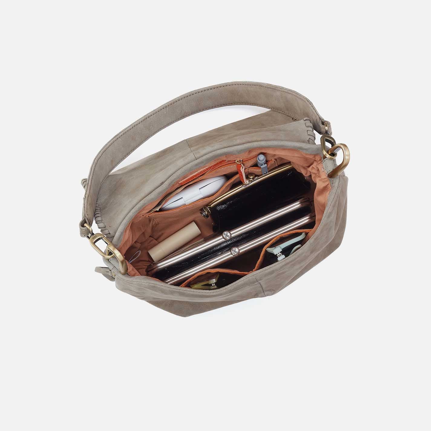 Harley Convertible Shoulder Bag in Nubuck Leather - Golden Granite - Image 3