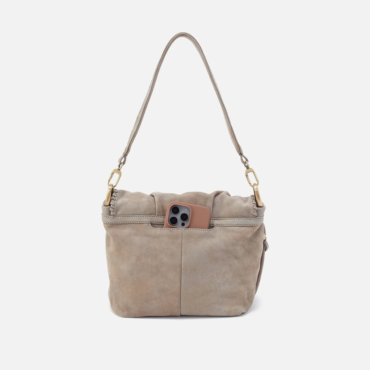 Harley Convertible Shoulder Bag in Nubuck Leather - Golden Granite - Image 5