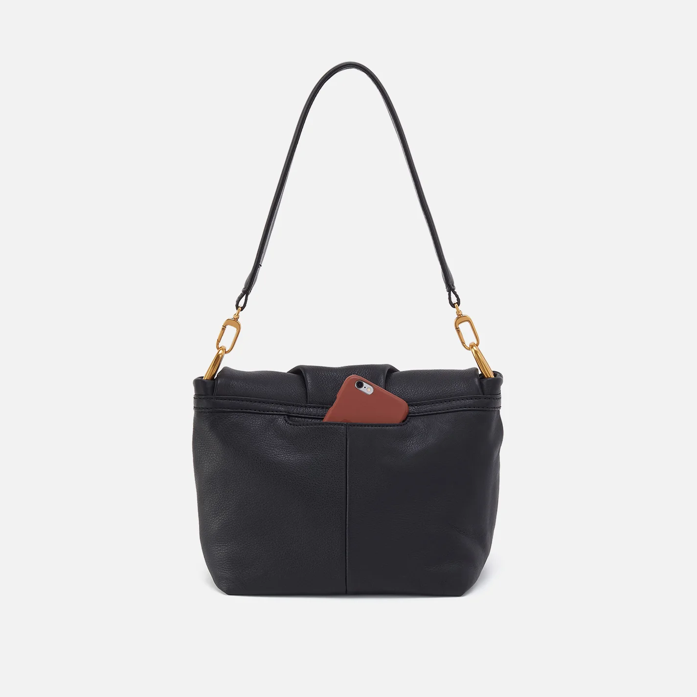 Harley Convertible Shoulder Bag in Pebbled Leather - Black With Studs - Image 5