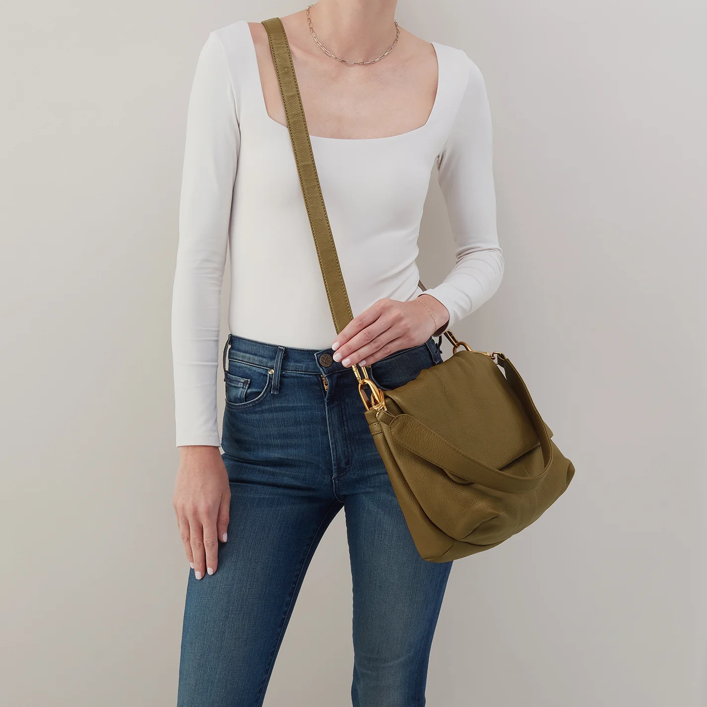 Harley Convertible Shoulder Bag In Pebbled Leather - Sunlit Sage - Image 2