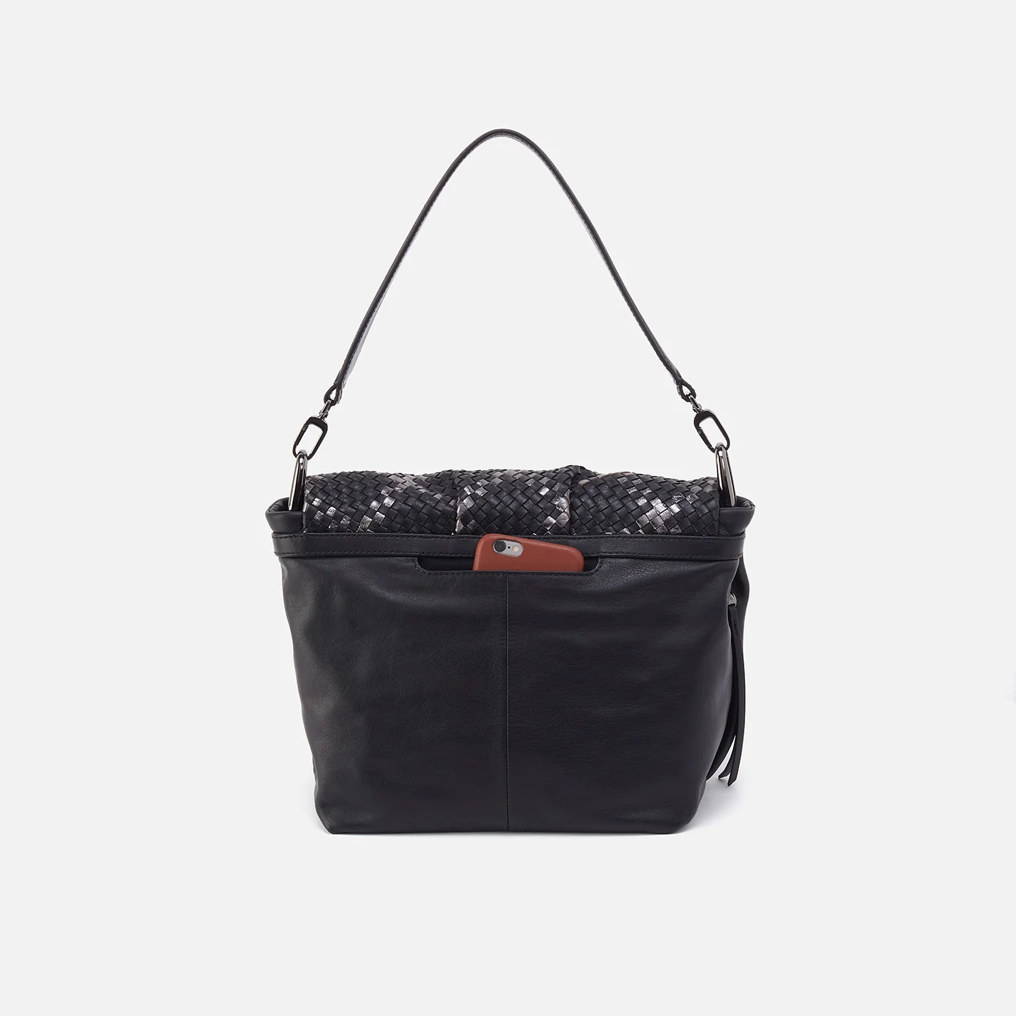 Harley Convertible Shoulder Bag In Woven Leather - Black Metallic Woven - Image 5
