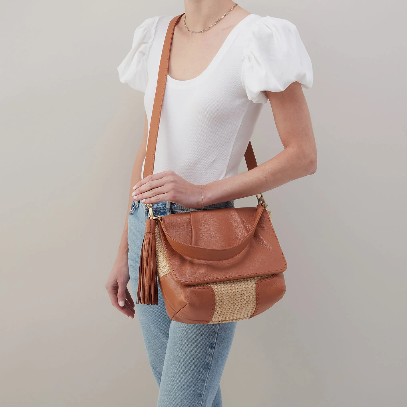 Harley Convertible Shoulder Bag in Woven Straw - Natural Straw - Image 3