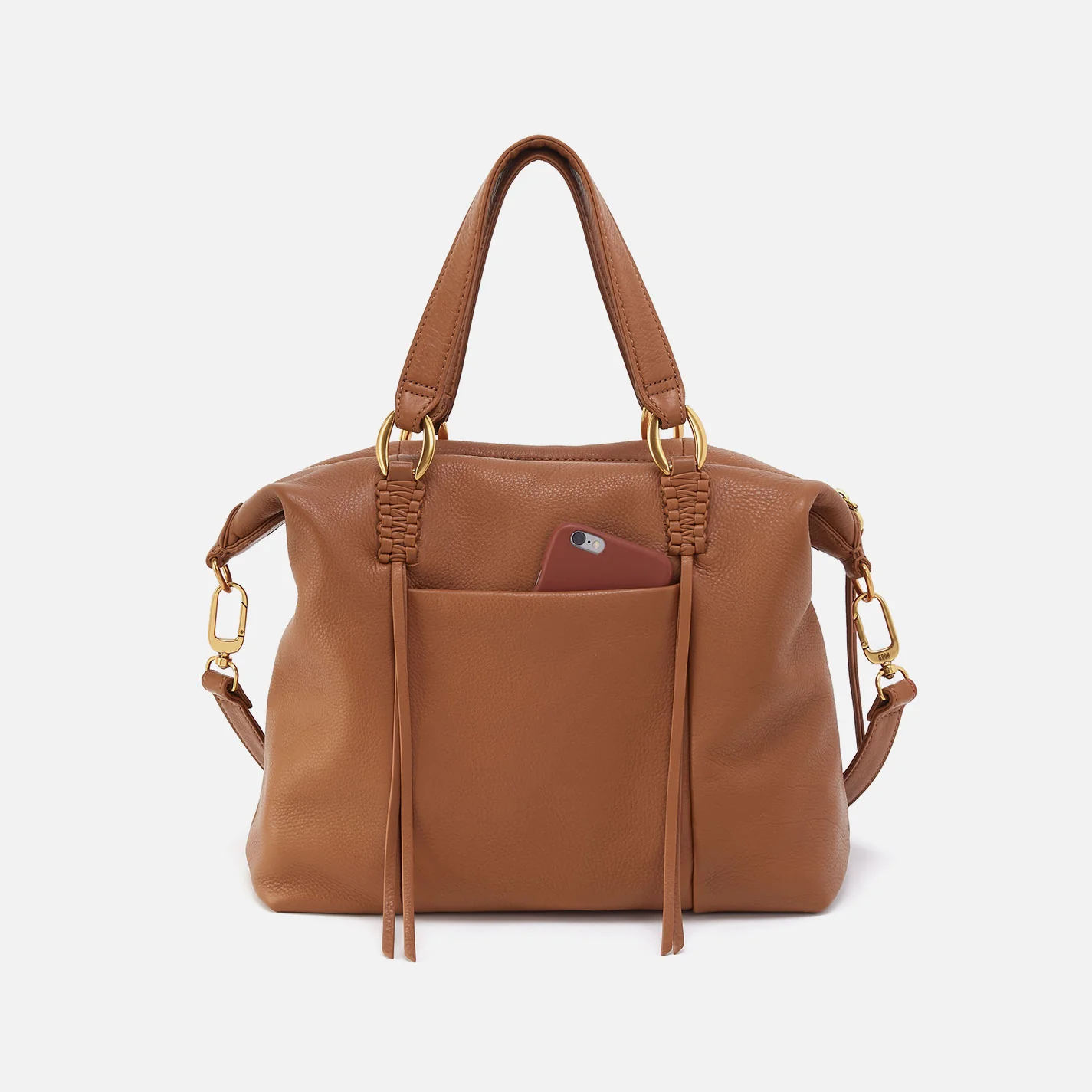 Harley Satchel In Pebbled Leather - Warm Honey - Image 5