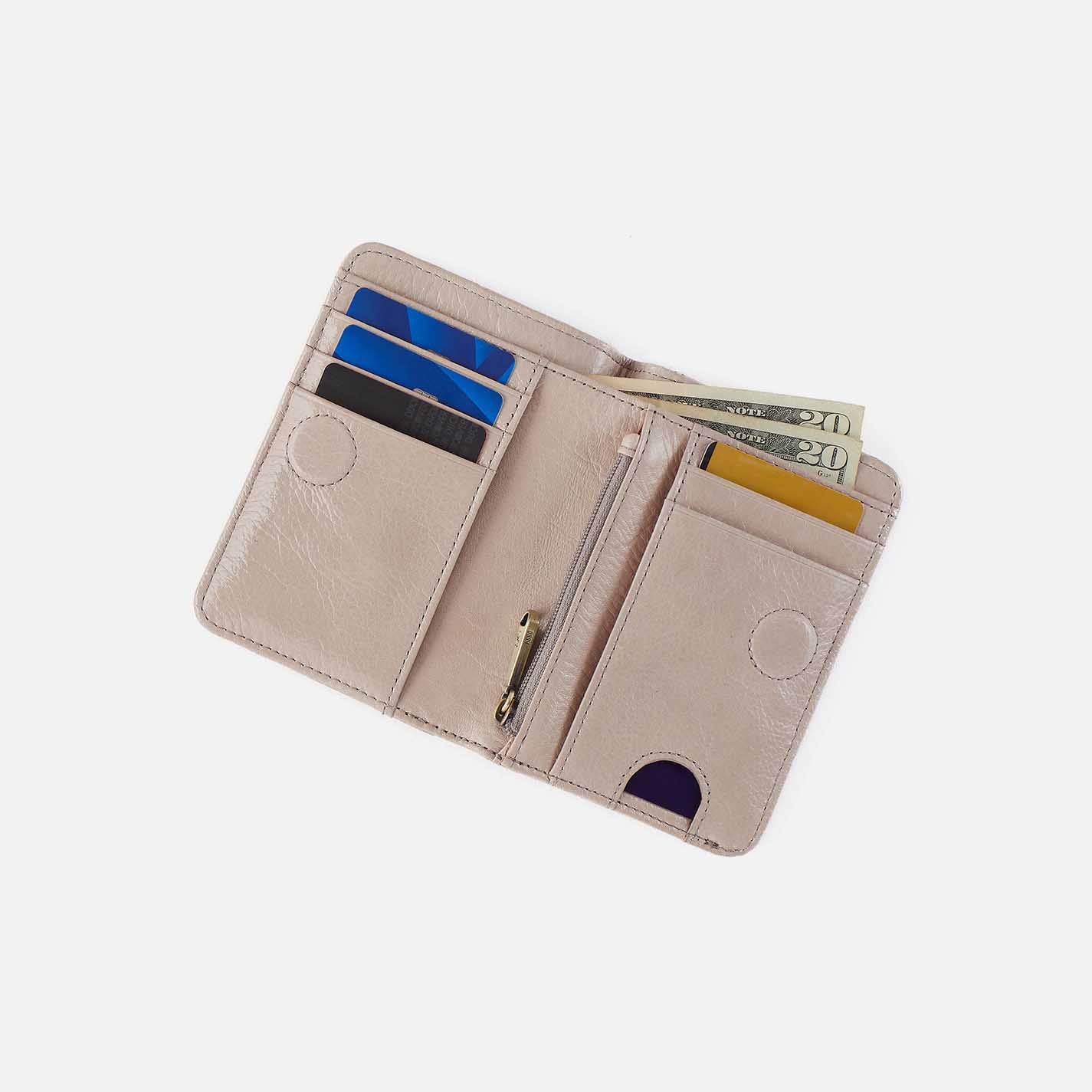 Jill Bifold Wallet in Gloss Leather - Stone Gloss - Image 2
