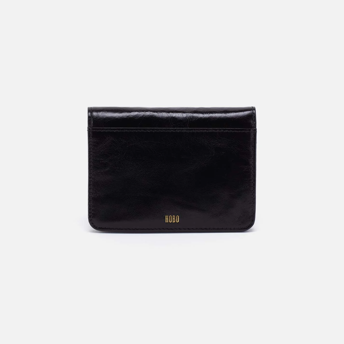 Jill Bifold Wallet In Polished Leather - Black - Image 4