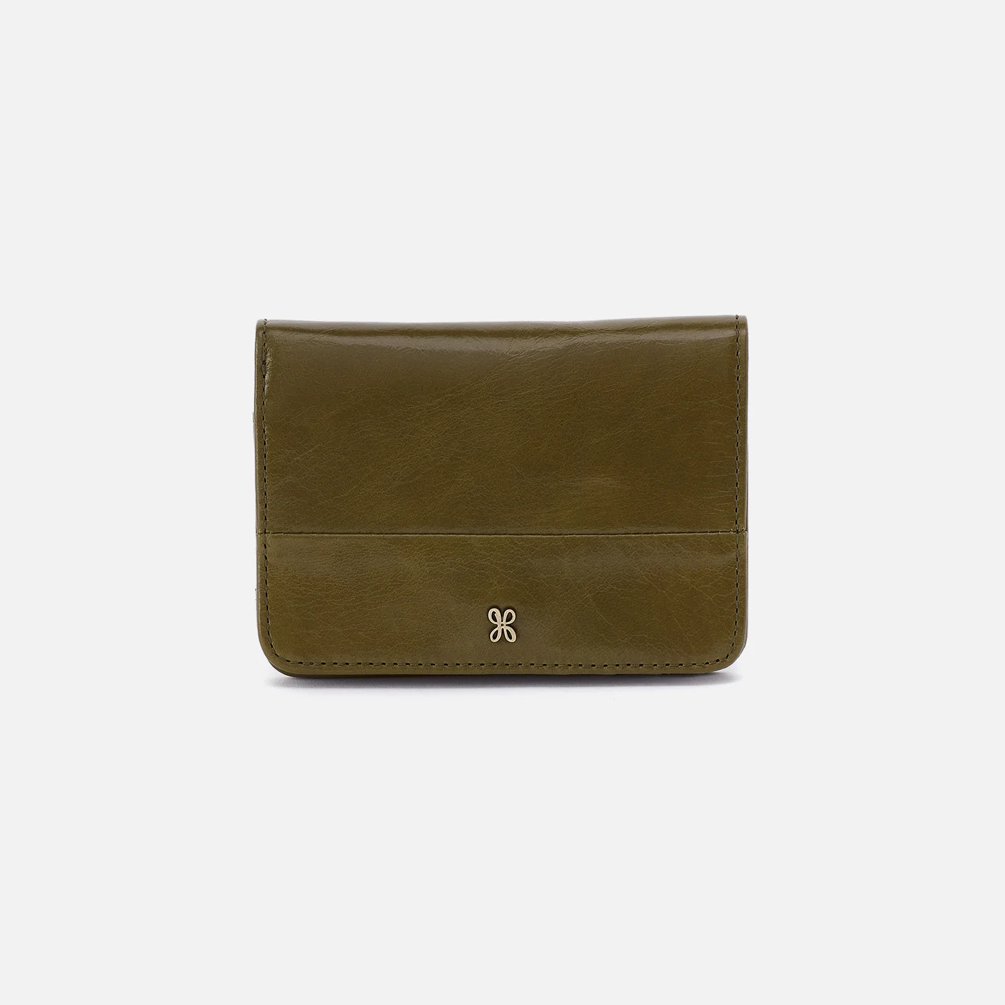 Jill Bifold Wallet In Polished Leather - Olive Veil