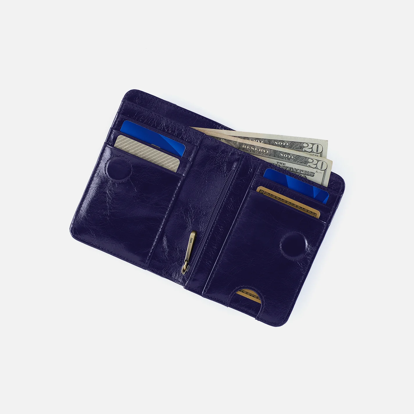 Jill Bifold Wallet in Polished Leather - Winter Violet - Image 2