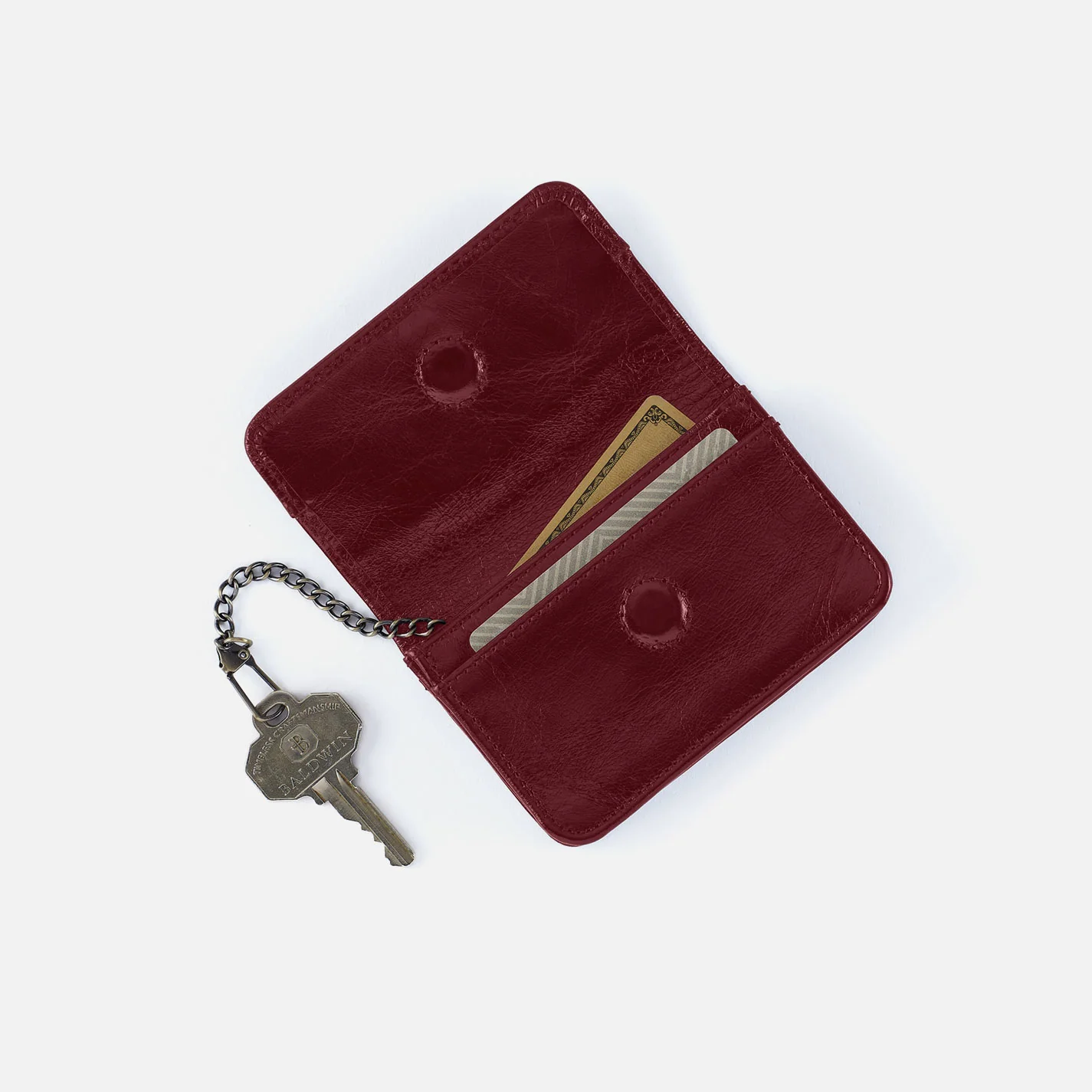 Jill Flap Card Case in Polished Leather - Saddleberry - Image 2