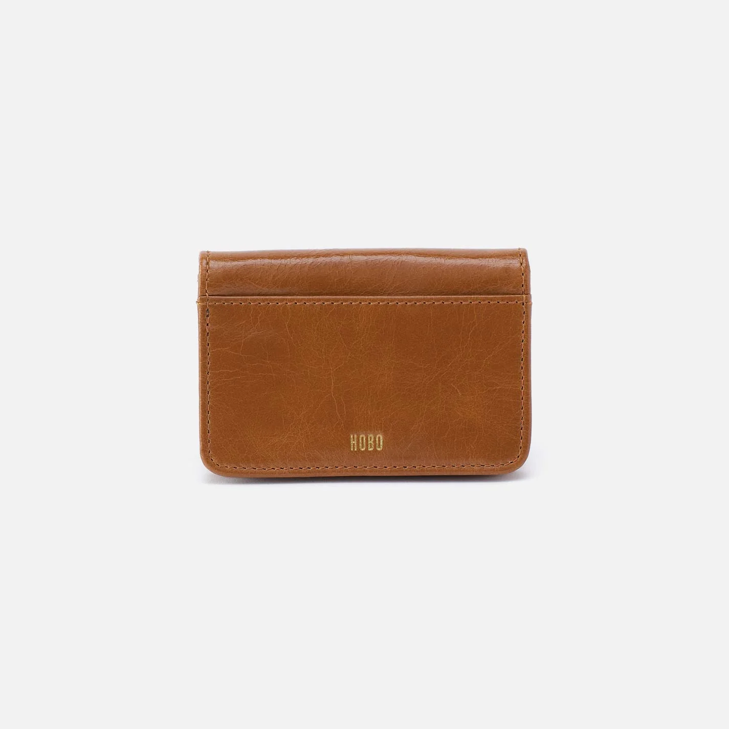 Jill Flap Card Case in Polished Leather - Truffle - Image 3