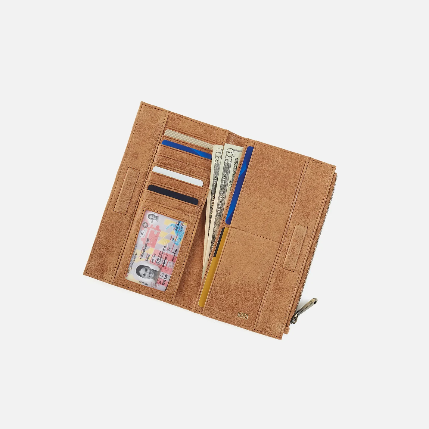 Jill Large Bifold Wallet In Buffed Leather - Whiskey - Image 2
