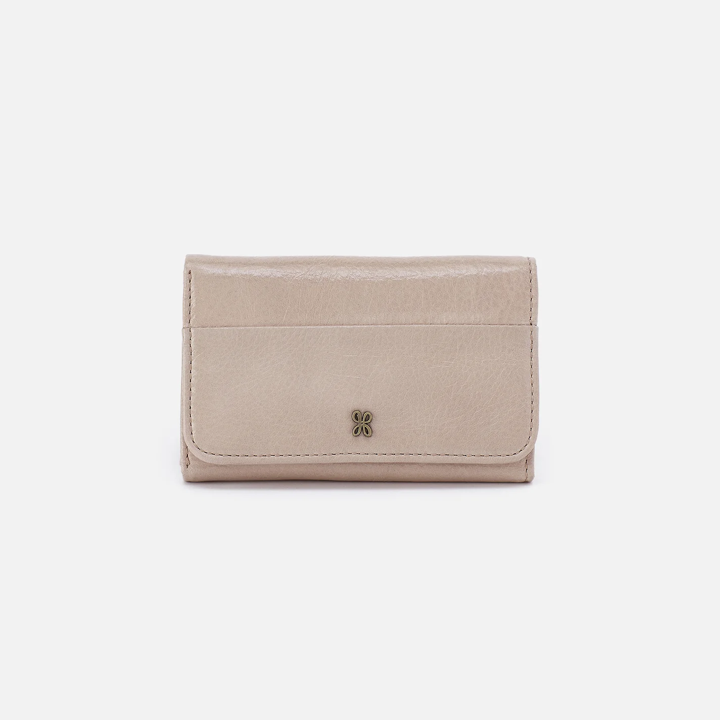 Jill Trifold Wallet in Gloss Leather - Stone Gloss