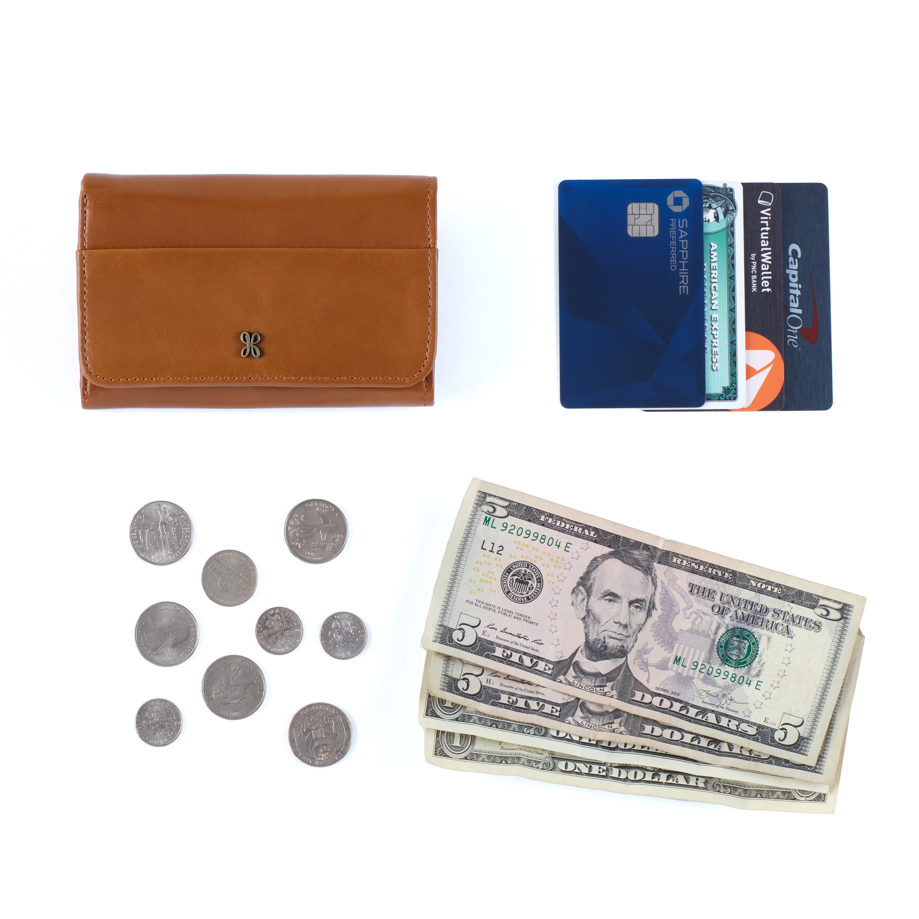 Jill Trifold Wallet In Polished Leather - Natural - Image 5