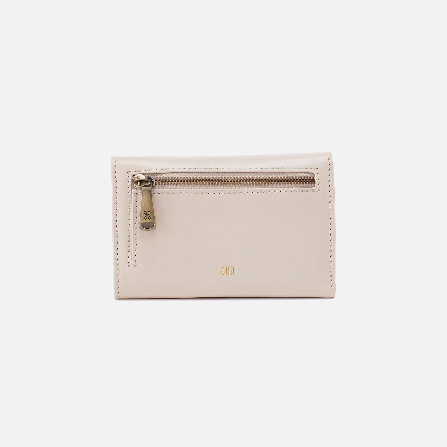 Jill Trifold Wallet In Polished Leather - Pale Flax - Image 3