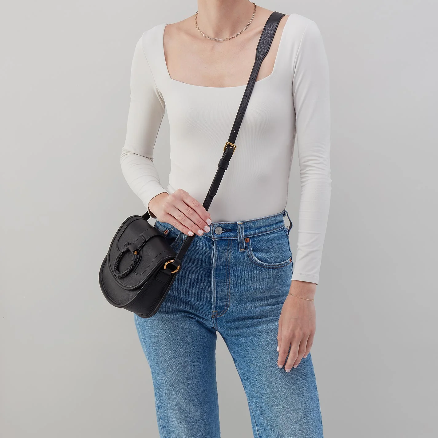 Kiva Small Crossbody In Pebbled Leather - Black - Image 3