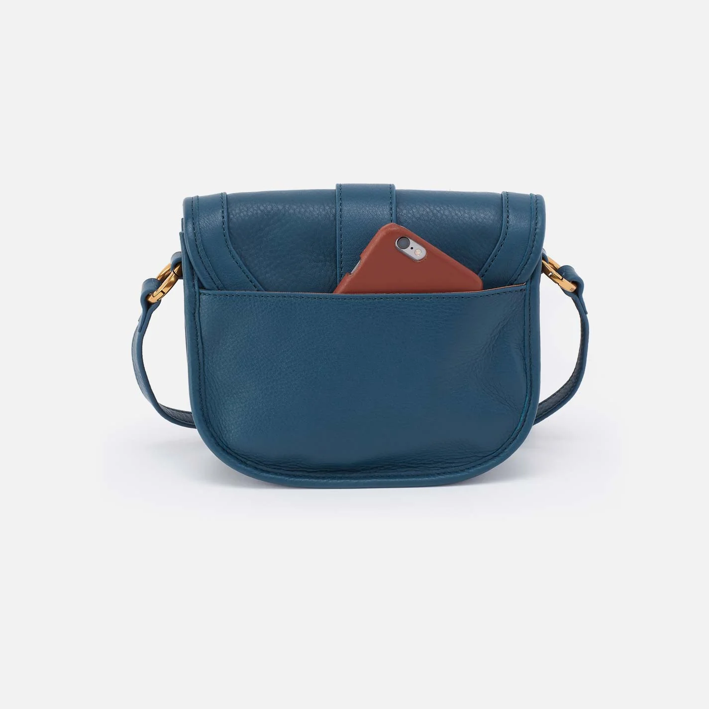Kiva Small Crossbody in Pebbled Leather - Peacock Feather - Image 5