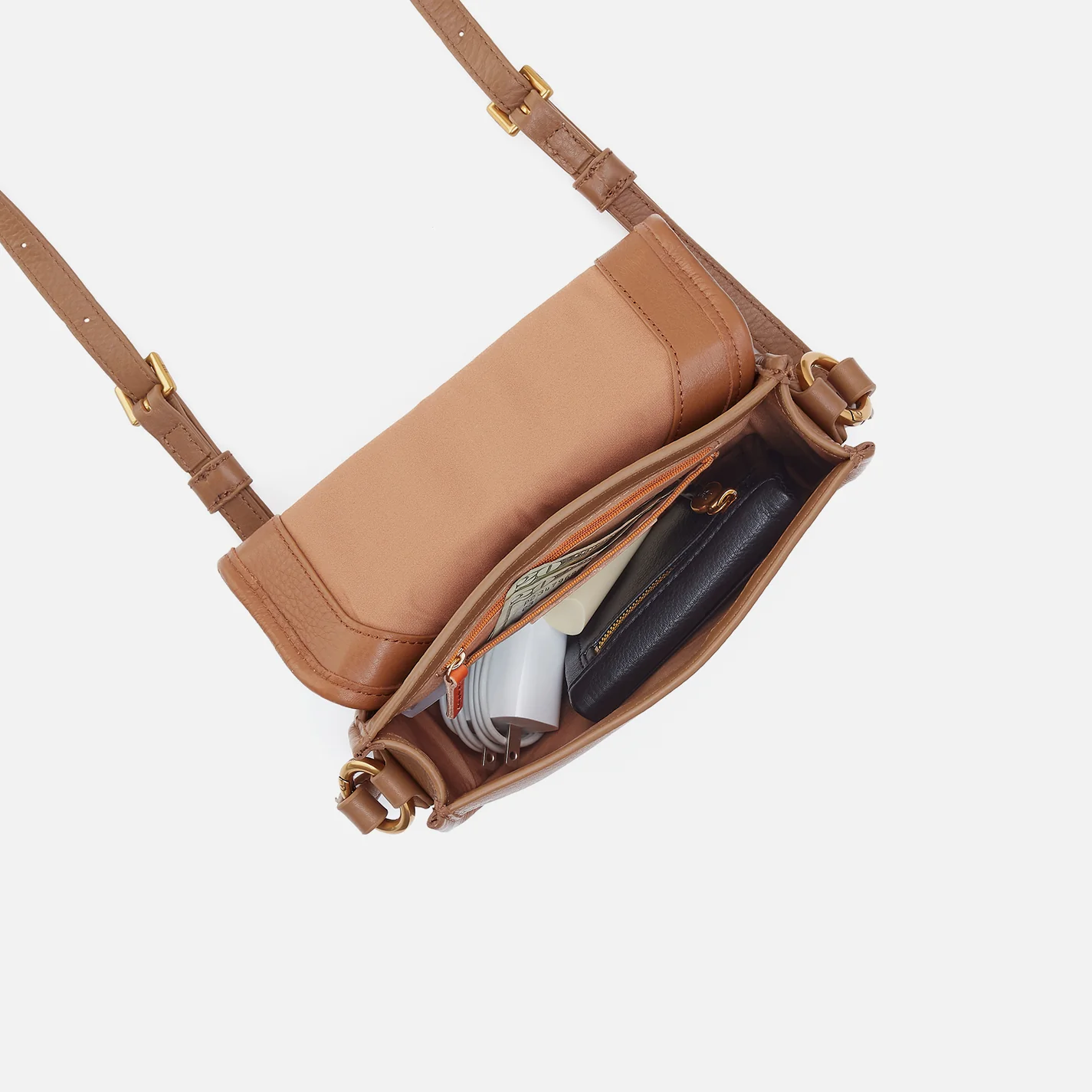 Kiva Small Crossbody In Pebbled Leather - Timber Brown - Image 3