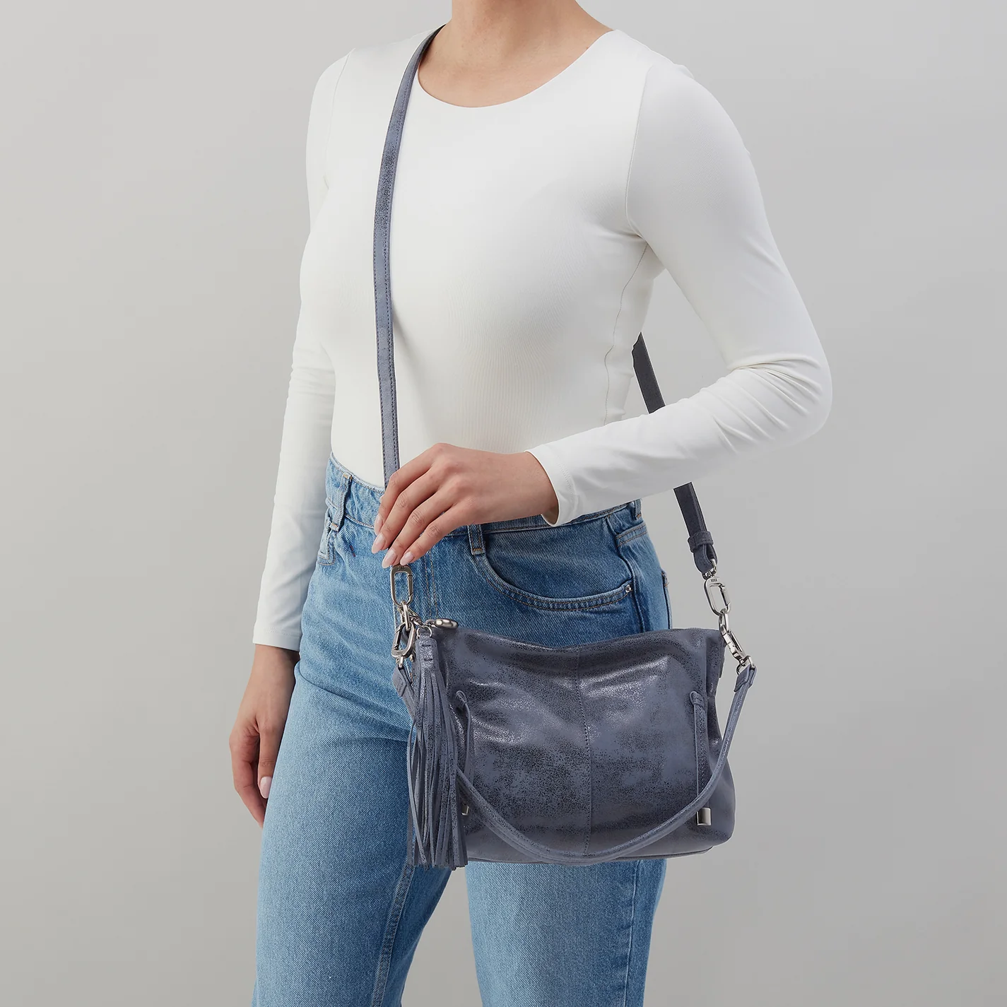 Kori Crossbody in Buffed Leather - Indigo Sky - Image 3