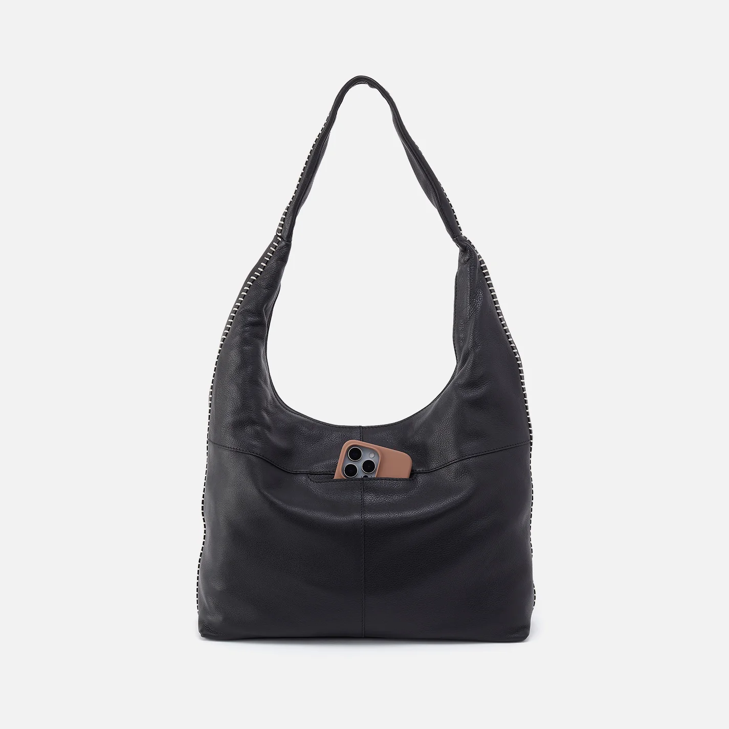 La Jolla Hobo In Cloud Leather - Black - Image 5