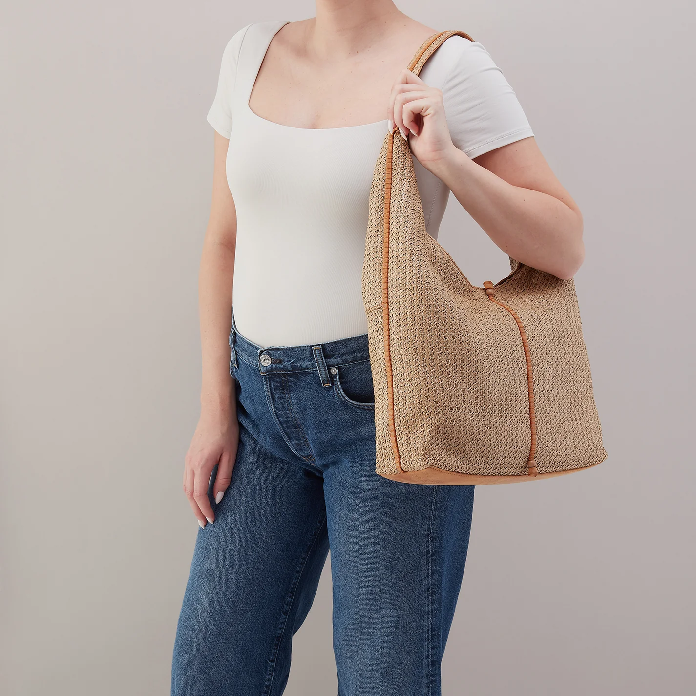 La Jolla Hobo In Woven Straw - Meadow Woven Straw - Image 3
