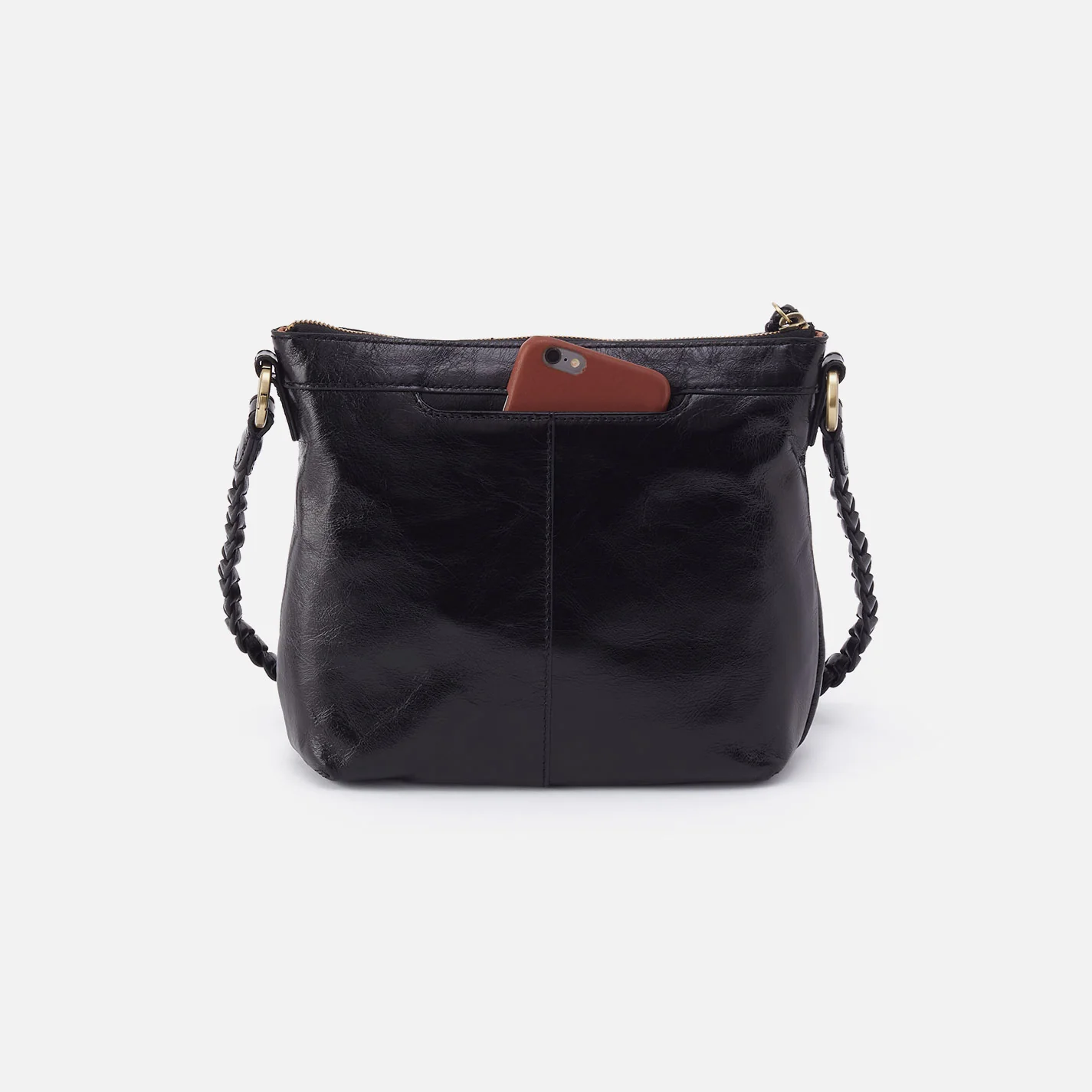 Lasso Medium Crossbody In Polished Leather - Black - Image 4