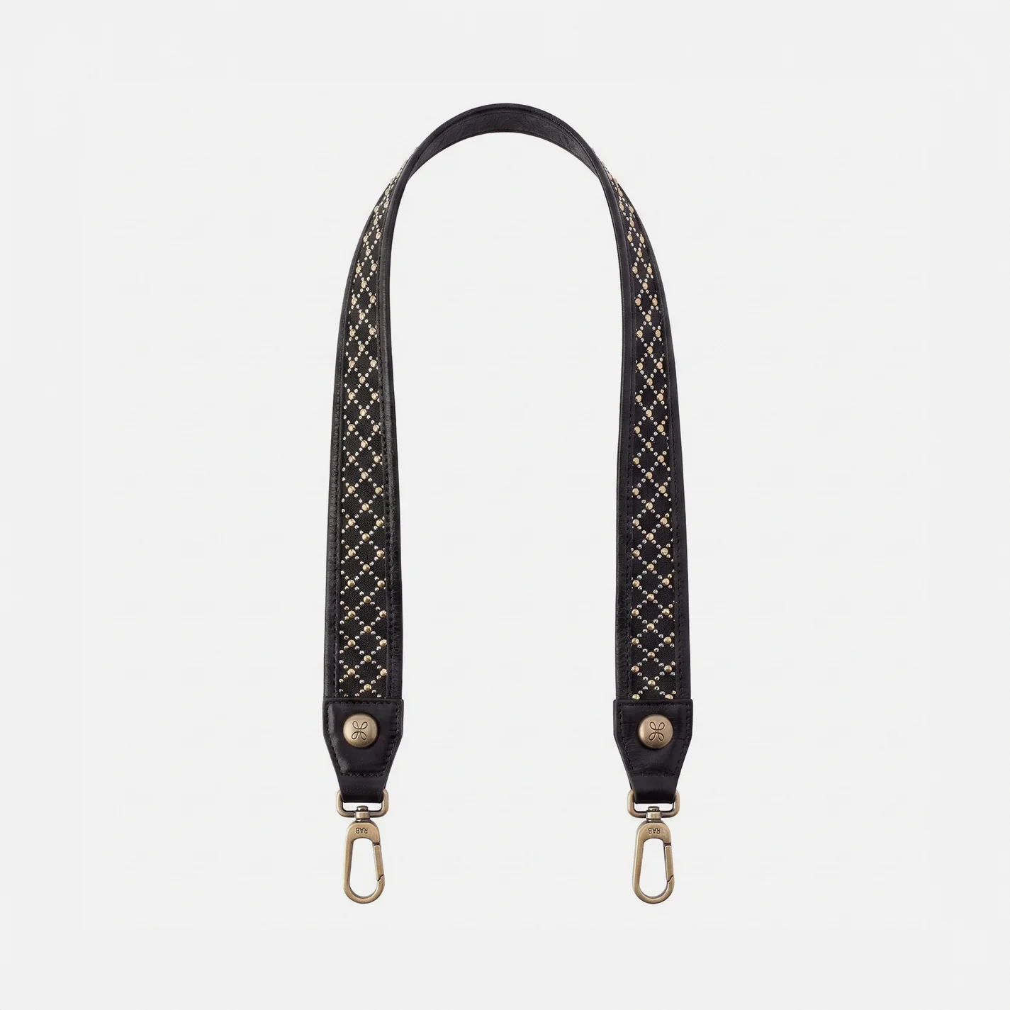 Lattice Stud Strap in Polished Leather - Black - Image 3