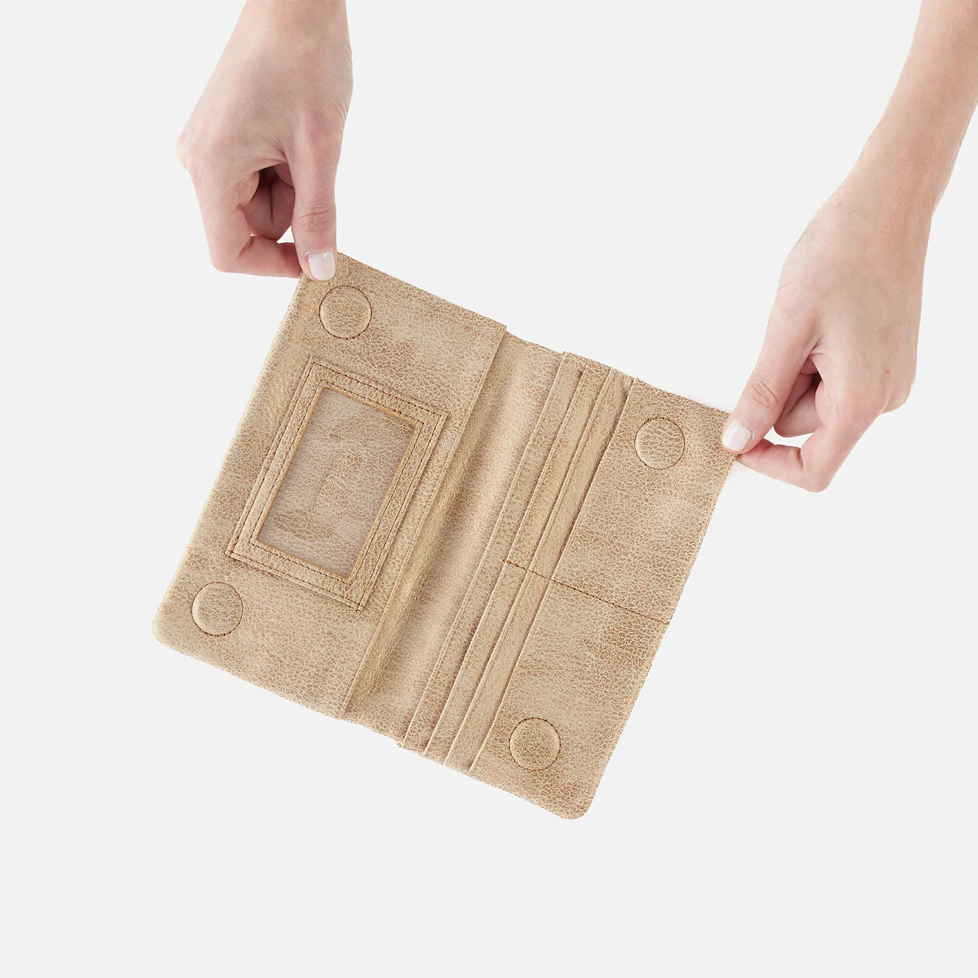 Lumen Continental Wallet In Metallic Leather - Gold Leaf - Image 3