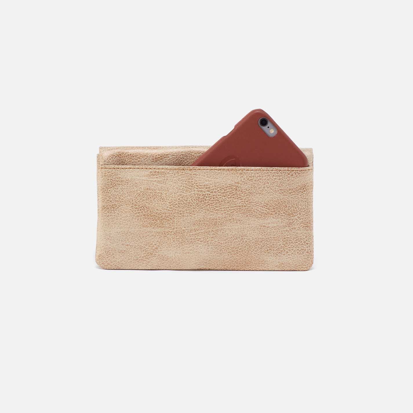 Lumen Continental Wallet In Metallic Leather - Gold Leaf - Image 6