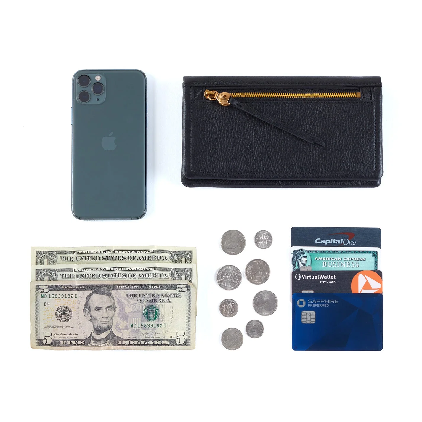 Lumen Continental Wallet In Pebbled Leather - Black - Image 5
