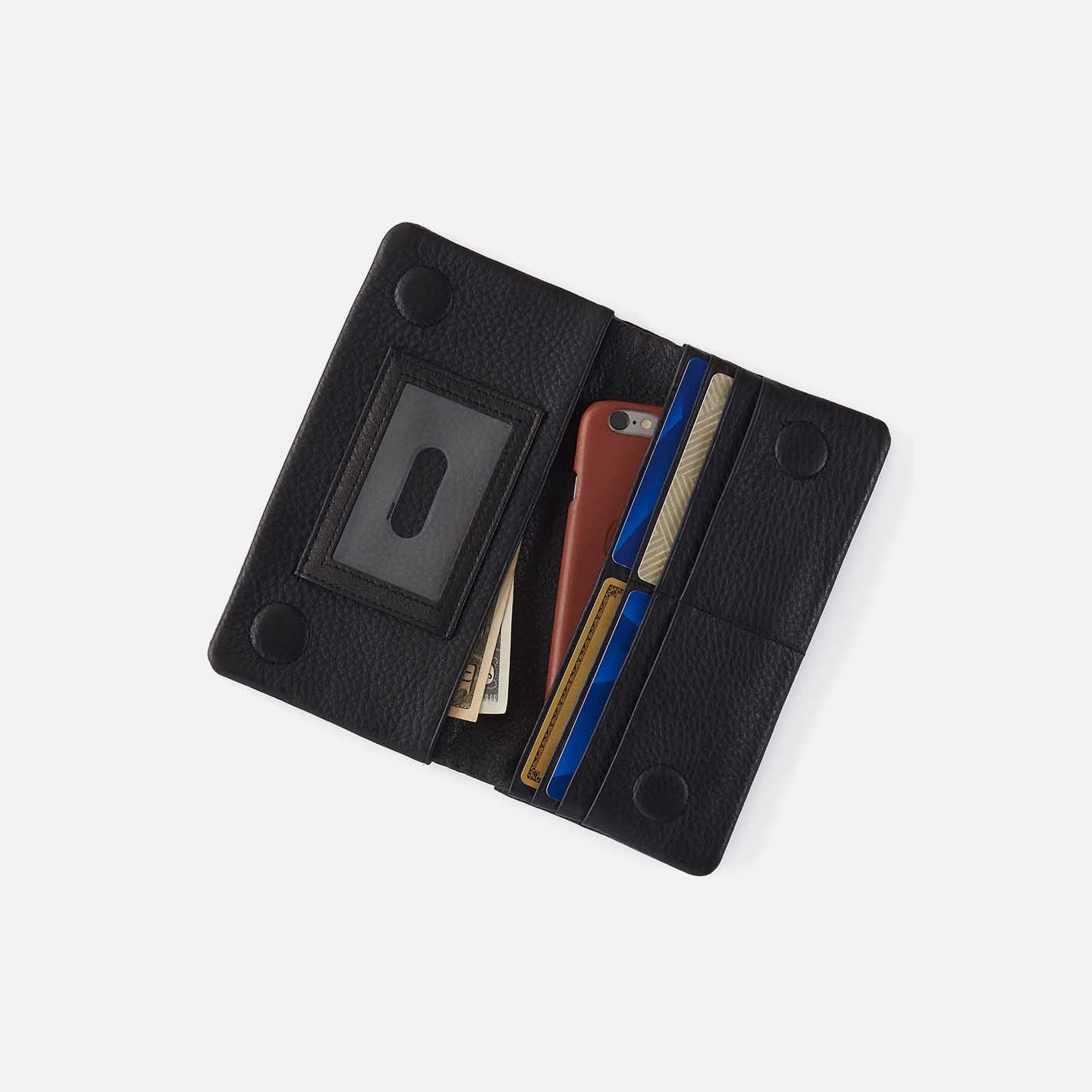 Lumen Continental Wallet in Pebbled Leather - Black With Studs - Image 3