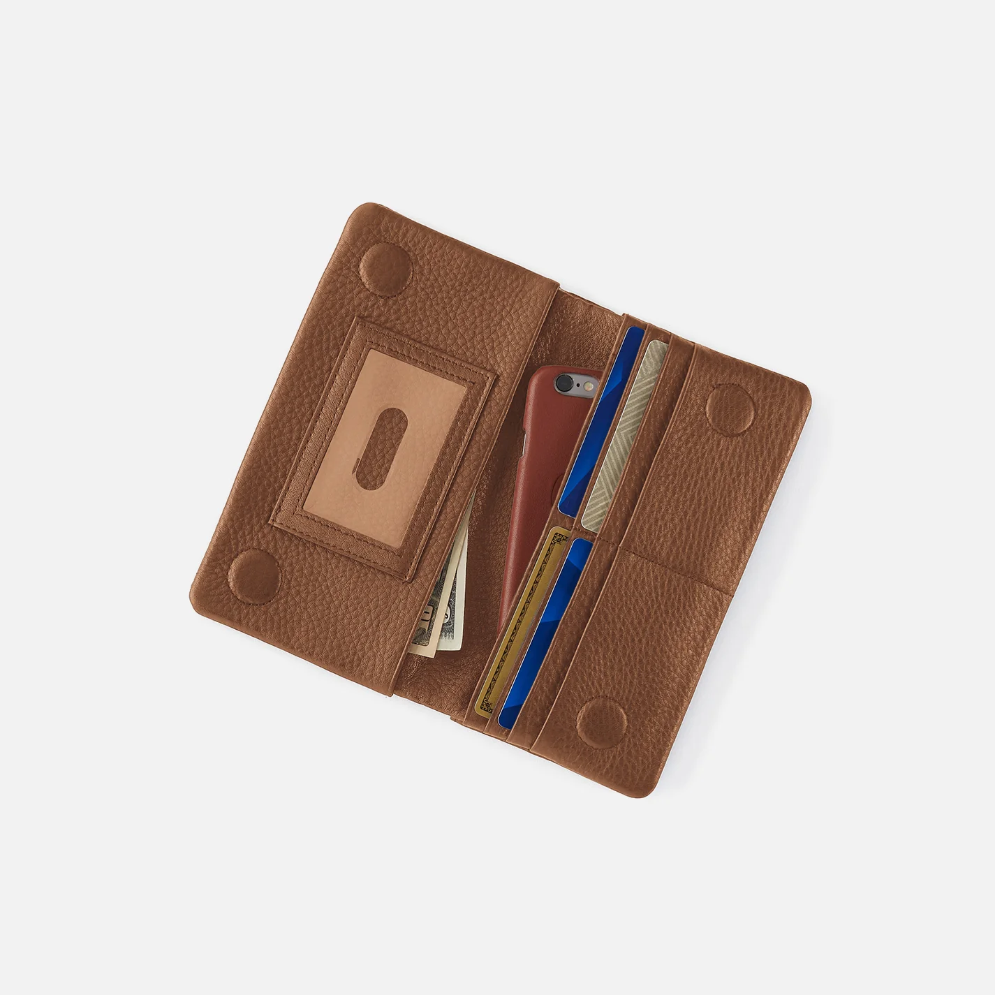 Lumen Continental Wallet In Pebbled Leather - Timber Brown - Image 2