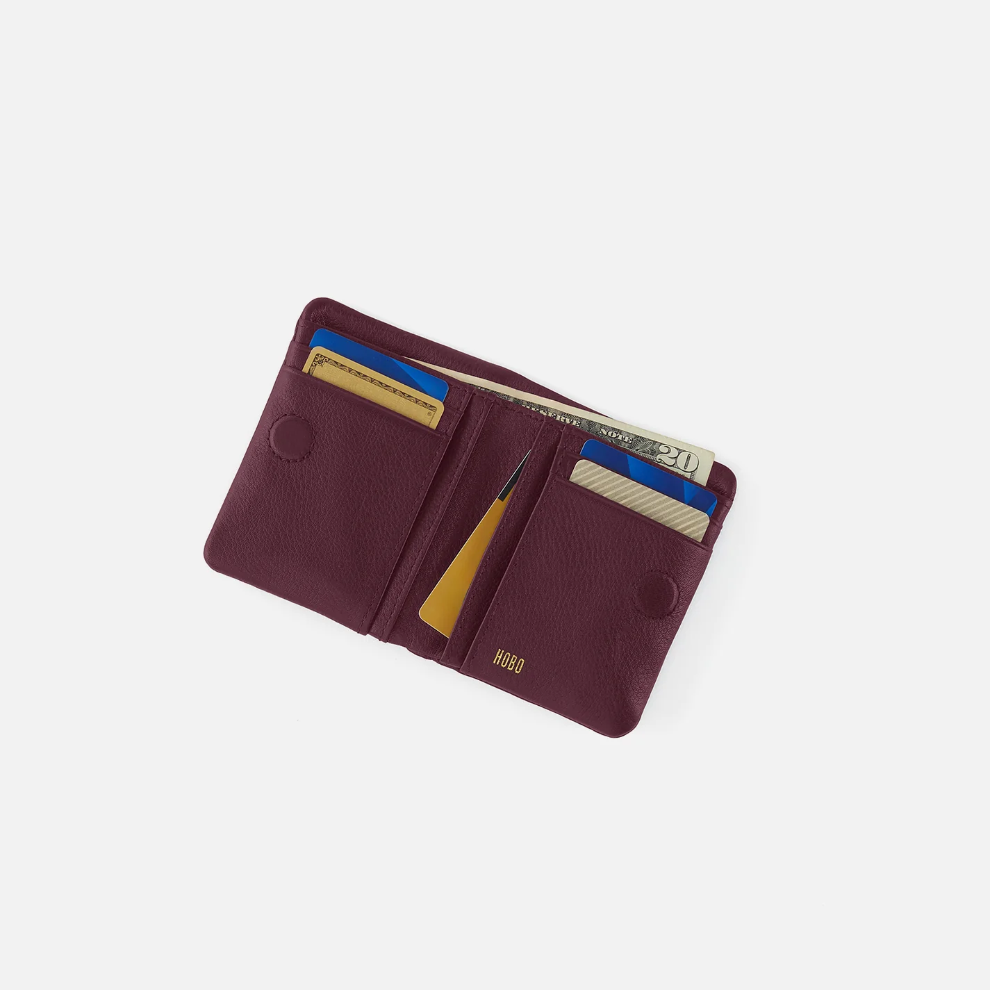 Lumen Mini Wallet in Pebbled Leather - Mulberry Glaze - Image 2
